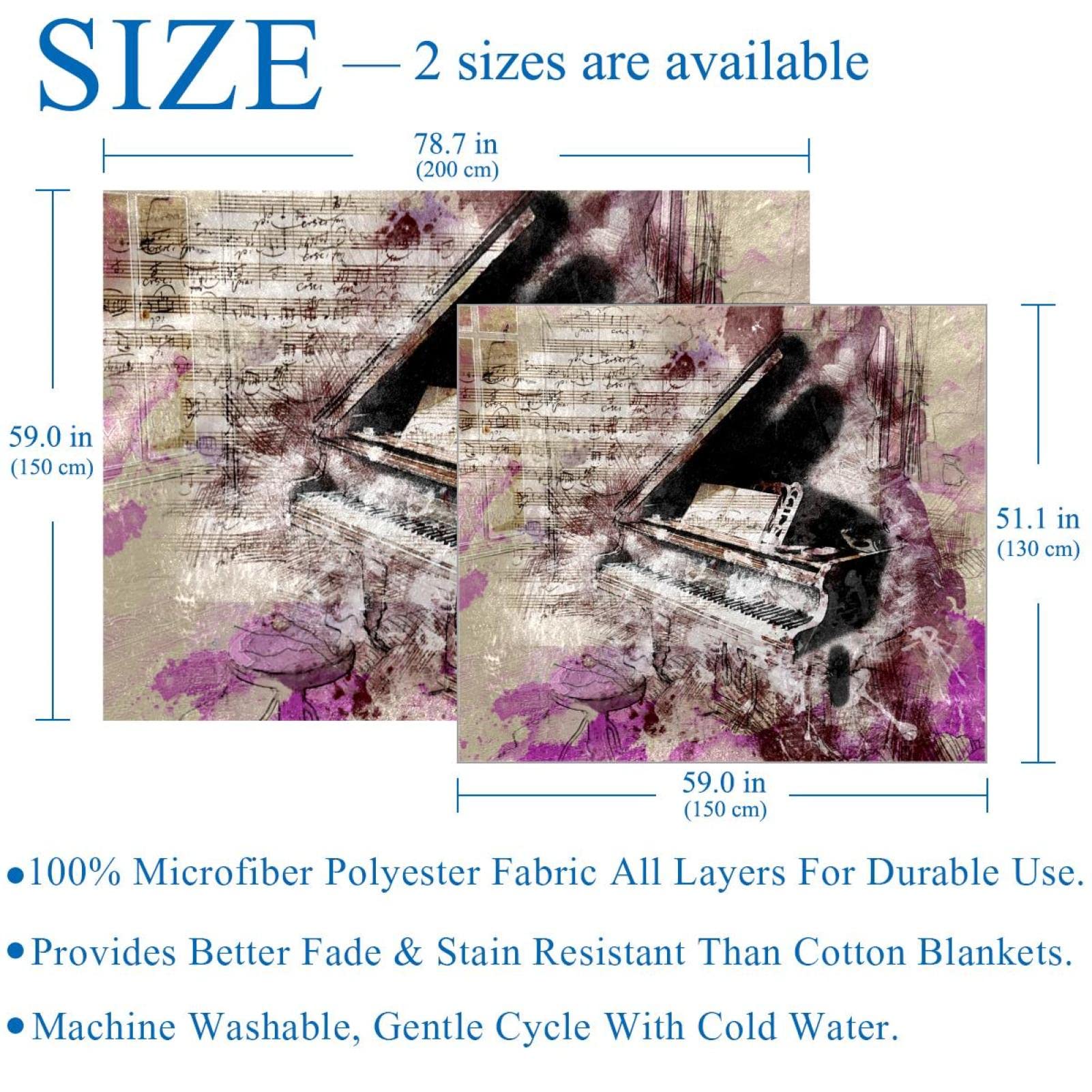 Coperta in pile per strumenti musicali per pianoforte, super morbida e lussuosa coperta per biancheria da letto
