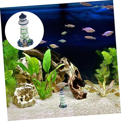 Miniatura 8 de DRESSOOS 1 pieza de decoración de acuario grande iluminado faros, regalos de pecera, accesorios de acuario grande, decoración de acuario grande,