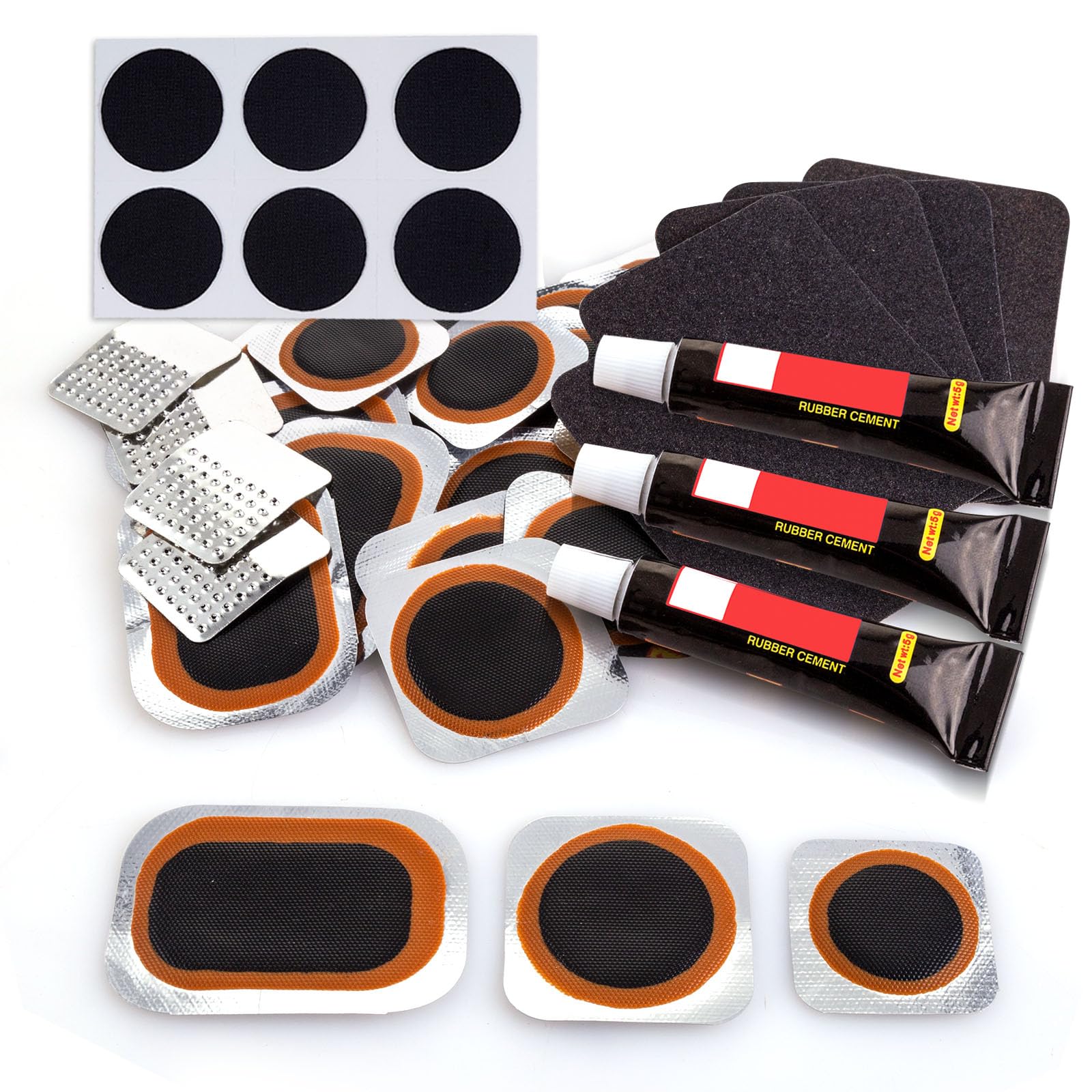 KOAREL Puncture Repair Kit, Puncture Repair Kit Bike Tyre with 24PCS Vulcanizing Patches,Sandpaper,Metal Rasp,Portable Storage Box for Cycling, Motorcycle, BMX, ATVs (Puncture Repair Kit)