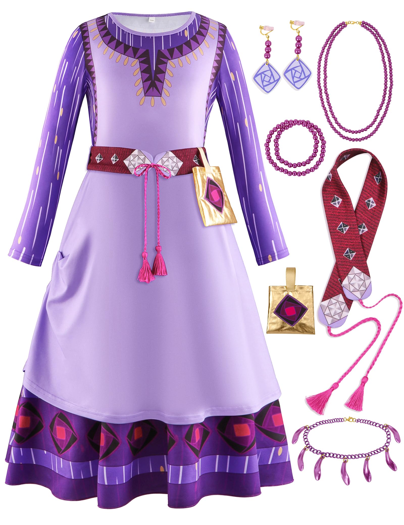 CICOCI Princess Costume For Girls Dress Full Set Outfits With Accessories Necklace Earrings