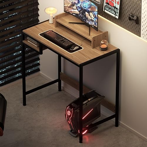Miniatura 4 de MINOSYS Escritorio para computadora, escritorio para juegos de 38 pulgadas, escritorio de oficina en casa con almacenamiento, escritorio pequeño con