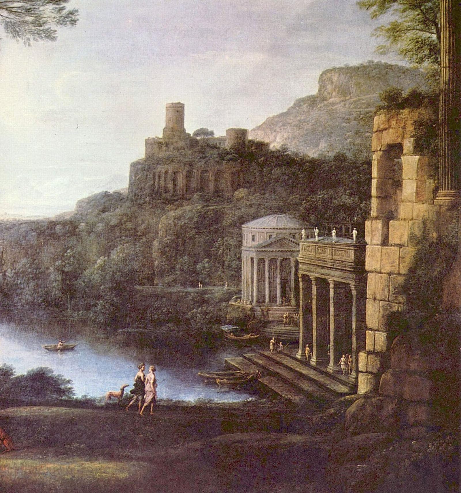 ARTXLXXBN Famous Prints Artwork Pictures Poster Painting Art Landscape with the Nymph Egeria and King Numa by Claude Lorrain Artwork Landscape Pictures for Home Decor 60x90cm