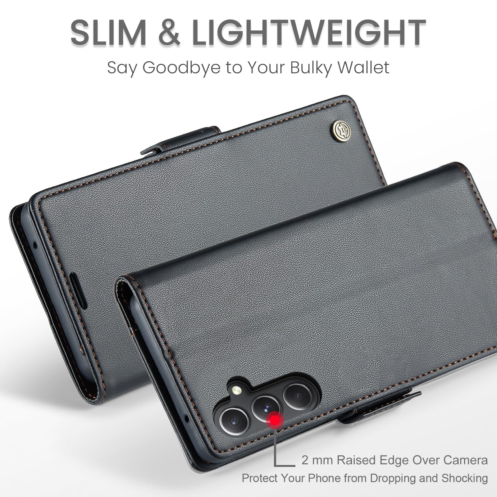 Cover per Samsung A14 Custodia Portafoglio [Blocco RFID] Premium Pelle PU [Magnetica] Wallet Libro con Porta Carte Slot Supporto Flip Case per Samsung A14, Nero