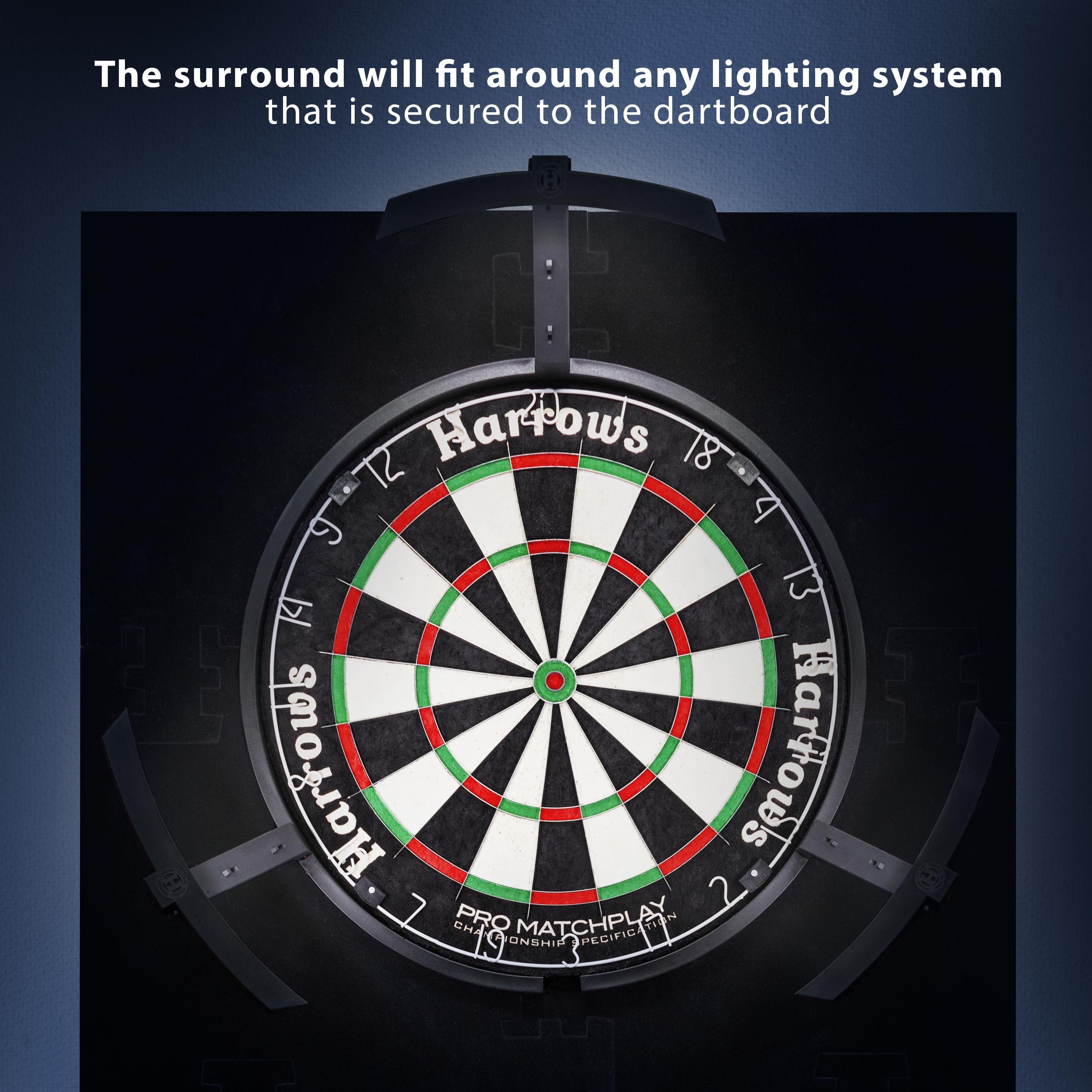 Harrows Dart Board Ring XL I Dartboard Surround 6 szt. Łatwy montaż Dart Surround I Ochraniacz ścienny Dodatkowa ochrona 6000 cm I 140% większa niż standardowa oprawa I Dwustronna strona dla