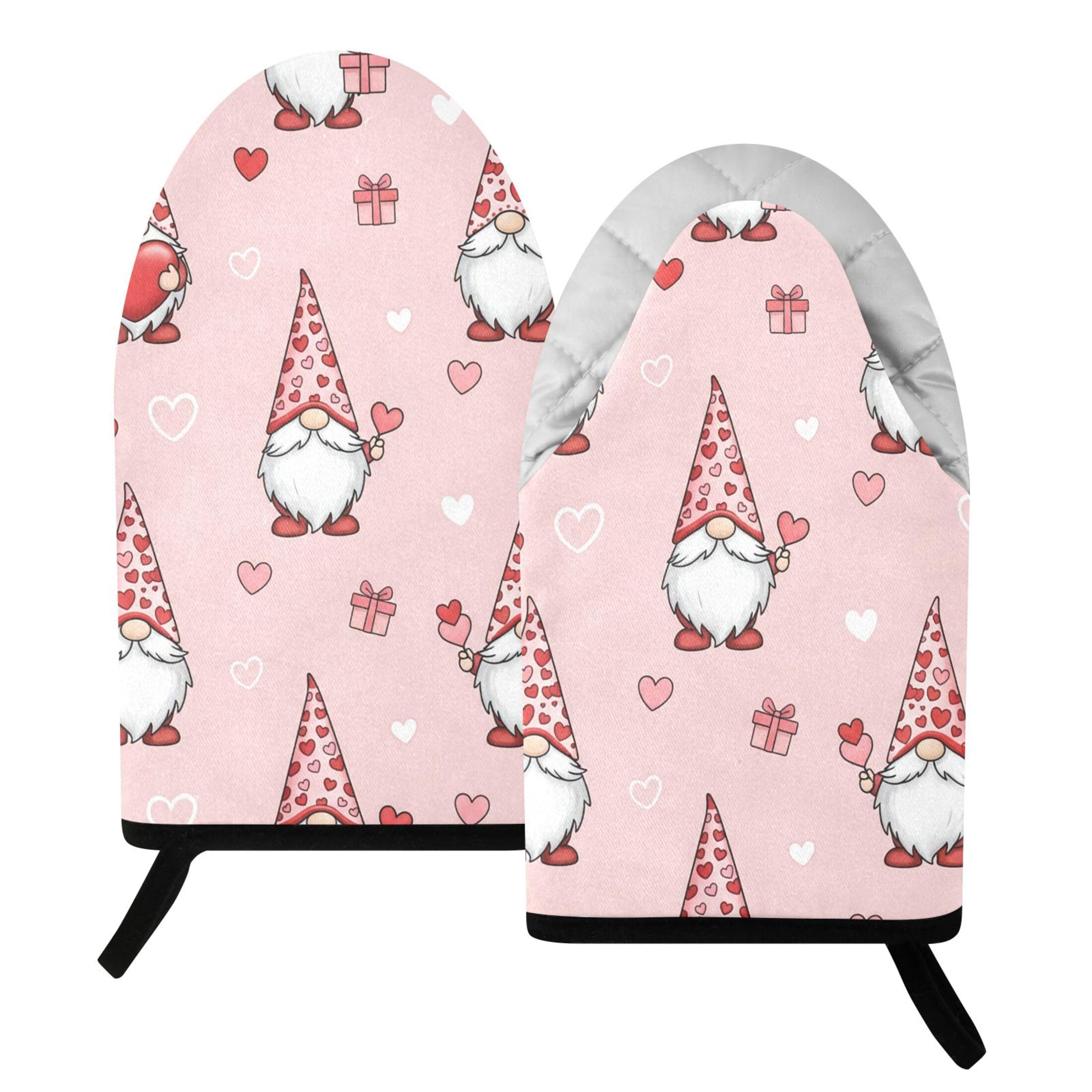 Kutsu Gnomes Oven Mitts for Kitchen, Heat Resistant Cotton Oven Gloves for BBQ Baking Cooking, Breathable Kitchen Essentials, 2 pcs