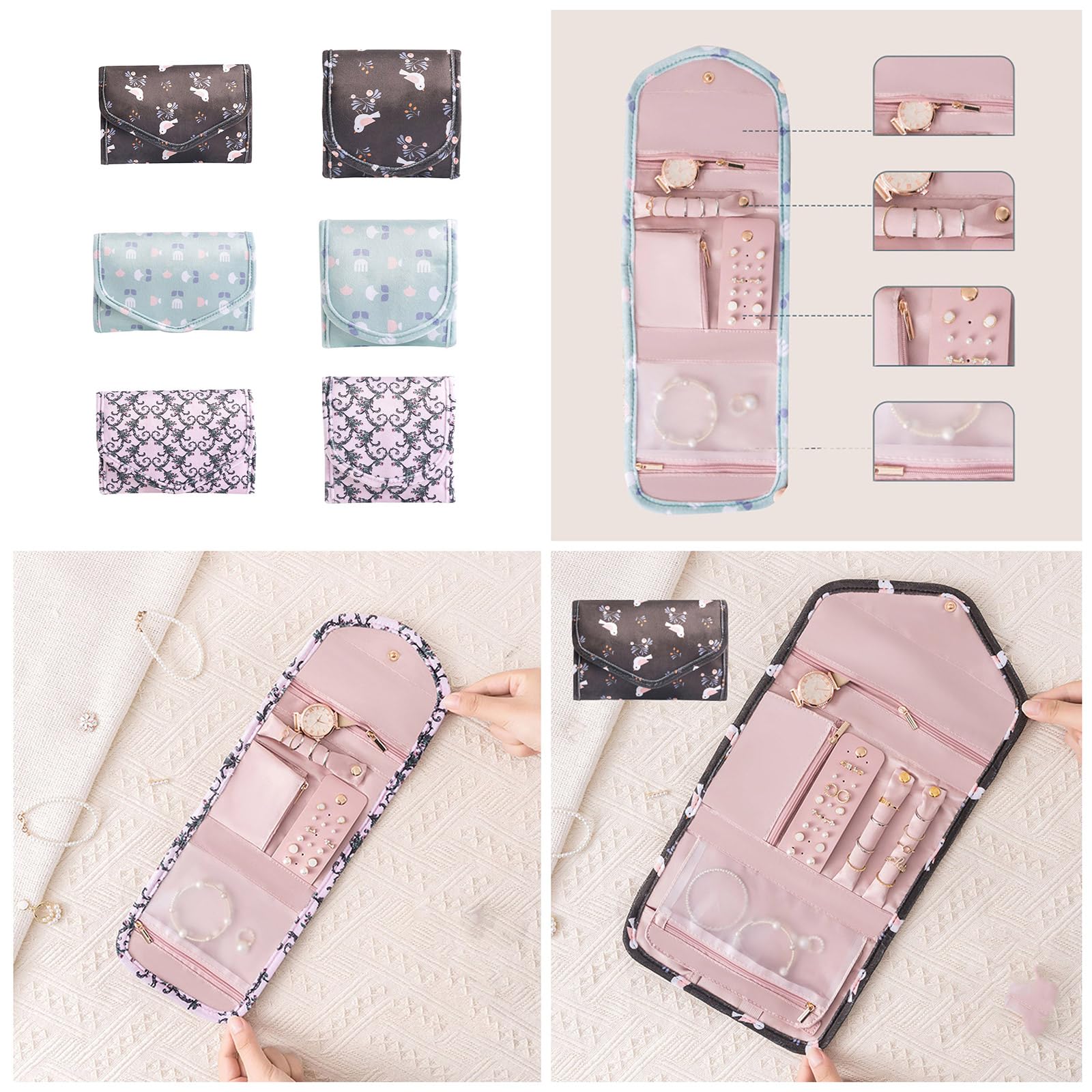 ETAWDE Portable Jewelry Travel Bag Stylish and Jewelry Packaging Bags Holder for Jewelry Lovers and Travelers