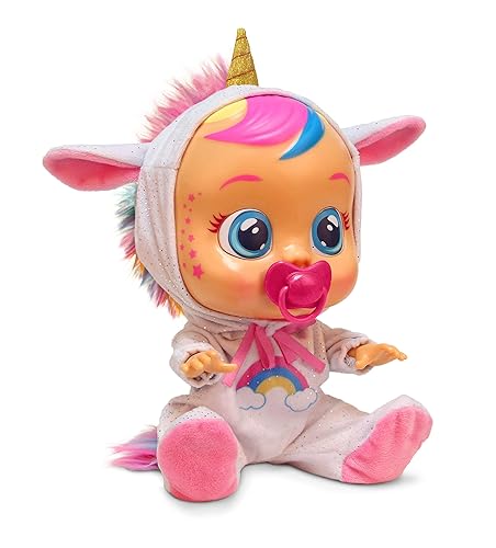Cry Babies Dreamy la Unicornia de 12” Muñeca Bebé | Pijamas de Arcoíris Resplandecientes y Removibles para Niñas y Niños de 18 Meses en Adelante, Rosa