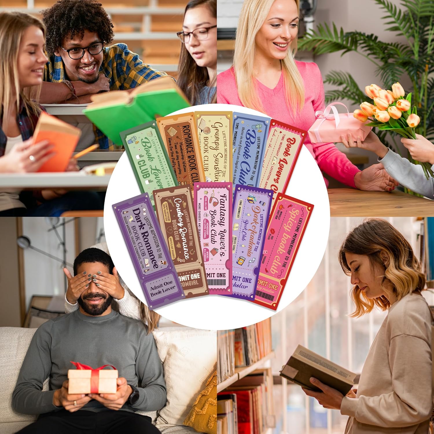 Personalized Bookmark Bulk Gifts - 100 Pcs Funny Book Club Ticket Paper Bookmarks for Women Men Books Lovers Fantasy Dark Romance Page Markers Accessories Bookish Gift for Birthday Christmas - Image 8