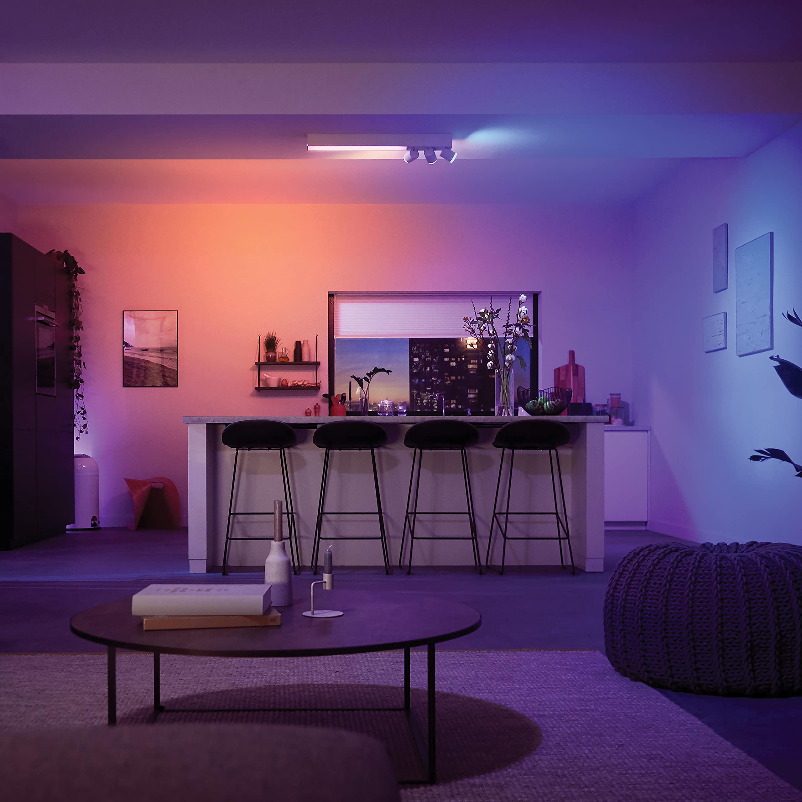 Philips Hue White & Colour Ambiance Centris stawia 3 miejsca, instelbaar, 16 miljoen kleuren, bedienbaar za pośrednictwem aplikacji, kompatybilny z Amazon Alexa, wit.