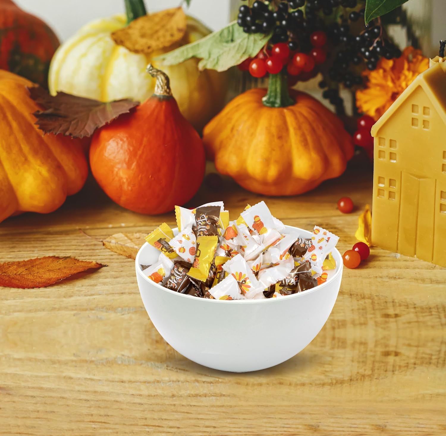 Thanksgiving Fall Butter Mint Candies 100 Count Individually Wrapped 13oz Bag Autumn Treats Happy Harvest Pumpkins Turkey Truck Pie Party Supplies Decor