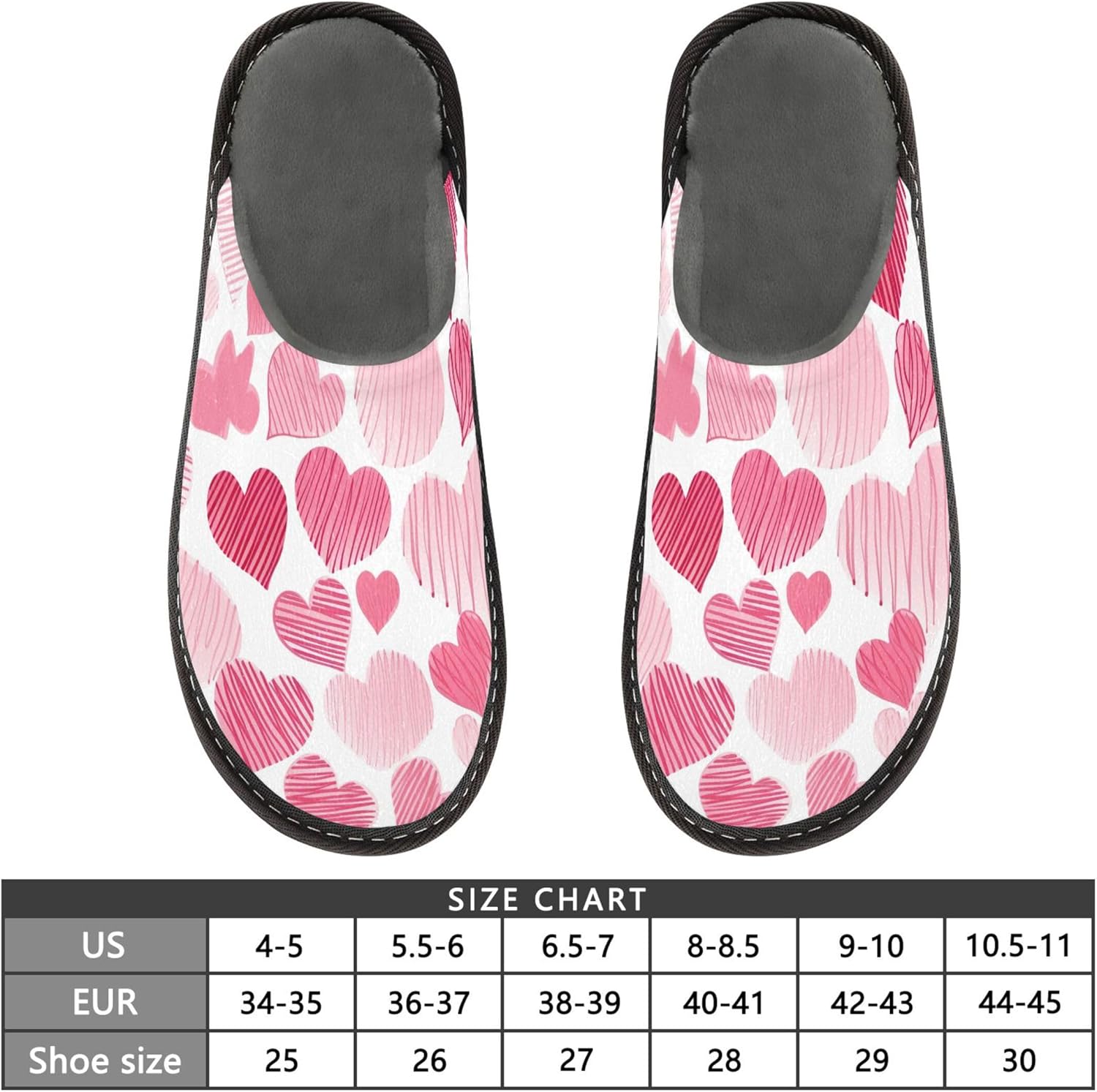 Valentine's Heart House Slippers – Cozy Fuzzy Slippers for Guests, Washable & Disposable, Perfect for Shoeless Home, Spa & Hotel Use A110748
