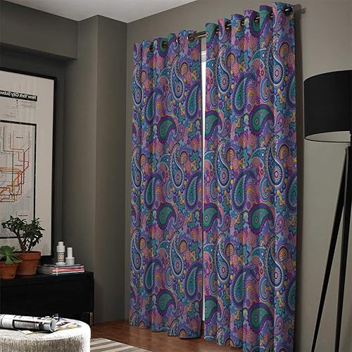 Miniatura 2 de FortuneHouse Blackout Curtains Thermal Insulated Paisley Solid Pattern Metal Grommet Elegant Room Drapes Window Curtain for Bedroom Living Room