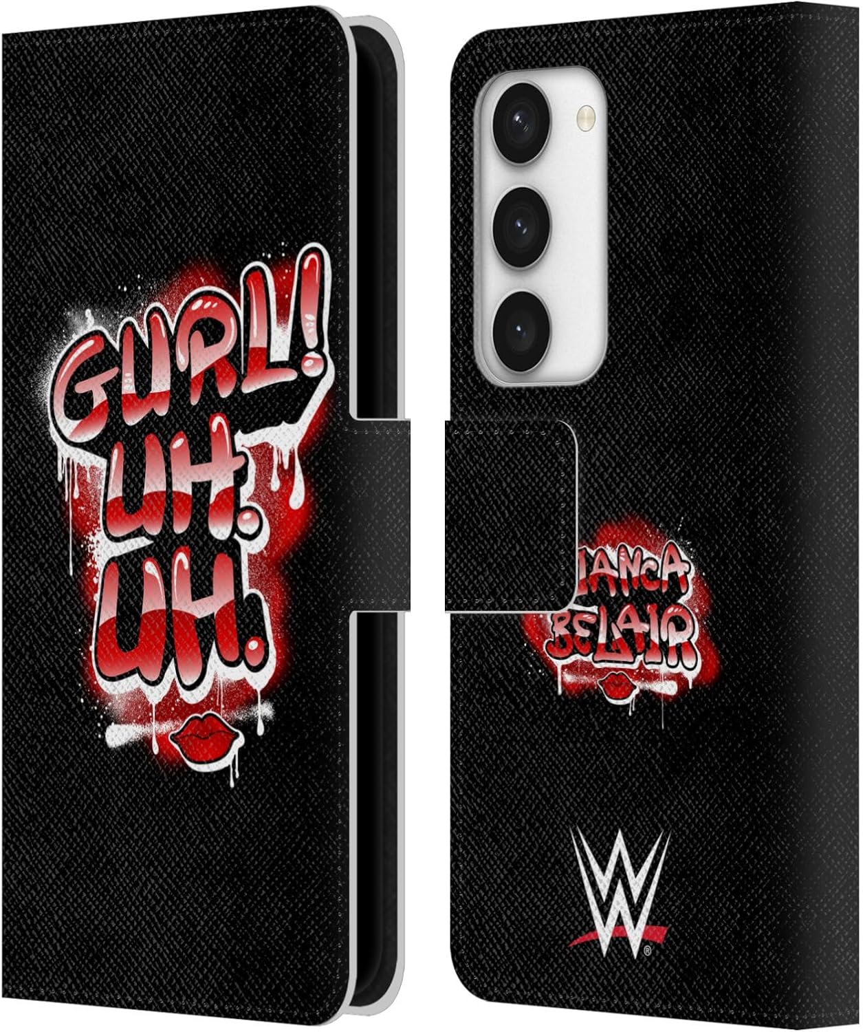 Head Case Designs Officially Licensed WWE Girl Uh. Uh. Bianca Belair Leather Wallet Case Compatible with Samsung Galaxy S23 5G