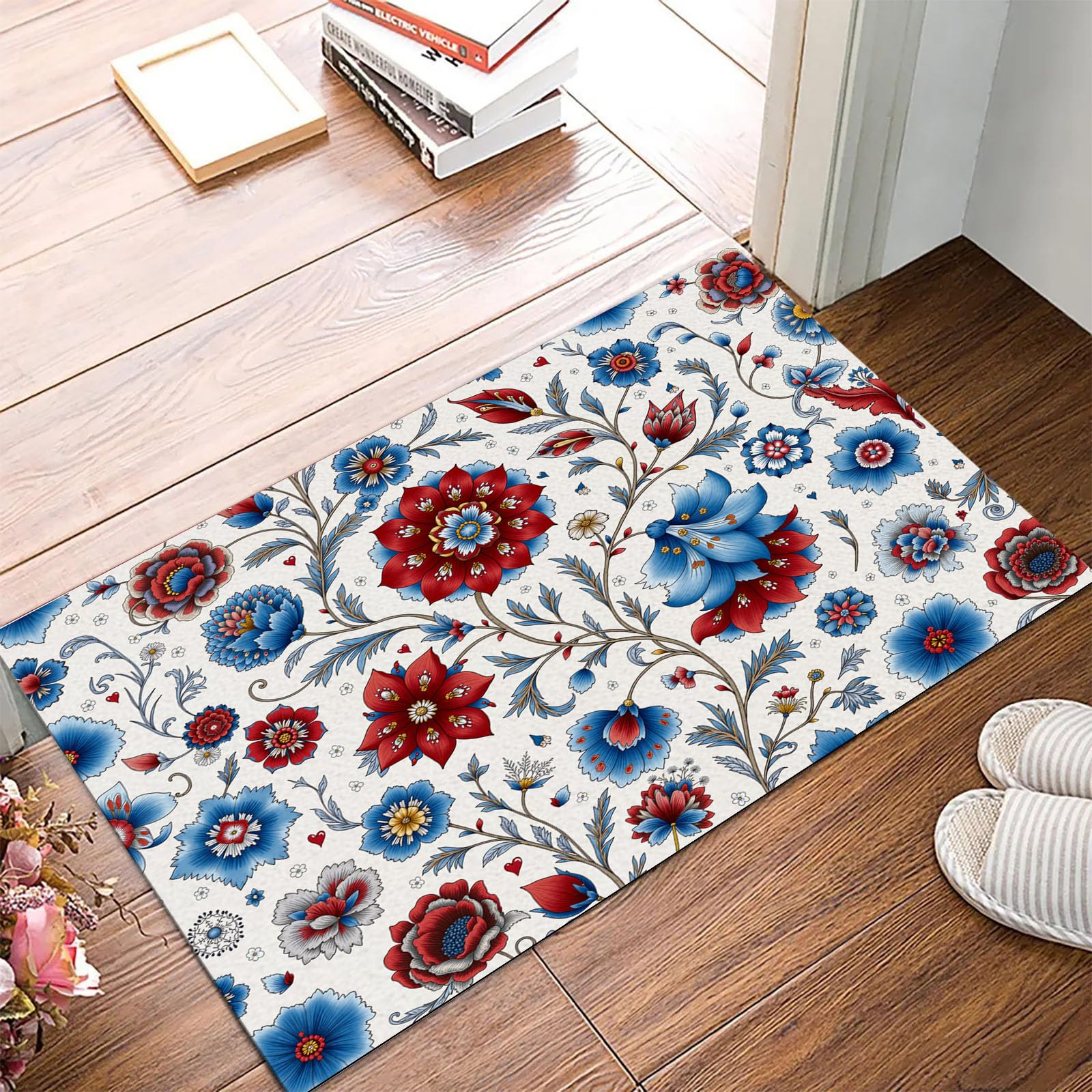 Paillasson Fleurs de Perse pour sublimer votre entrée | Tapis rétro lavable et antidérapant