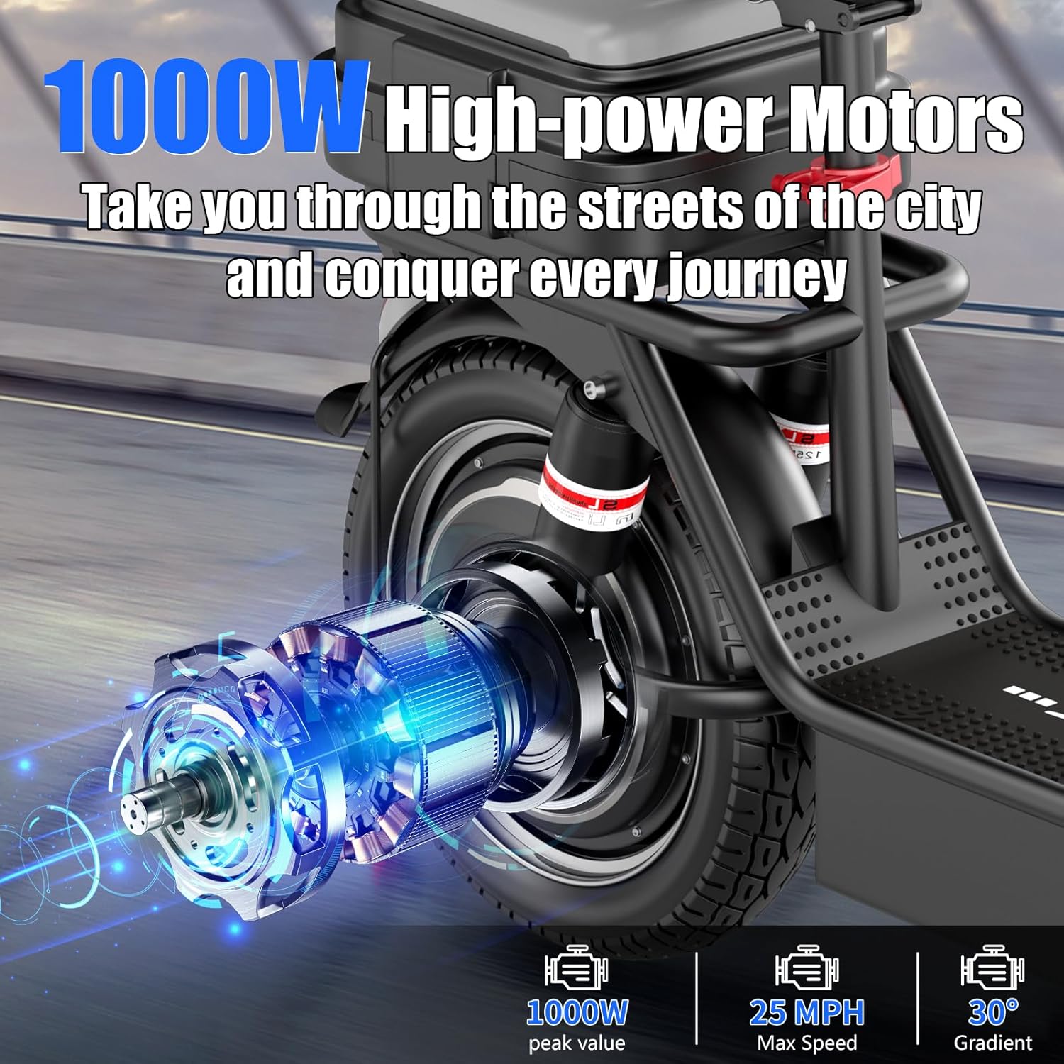 ASKGO Electric Scooter for Adults with Dual Brakes and Dual Suspension, 1000W Peak Motor, Top Speed 25 Mph, Max 35 Miles Range, 14" Foldable E-Scooter for Daily Commute