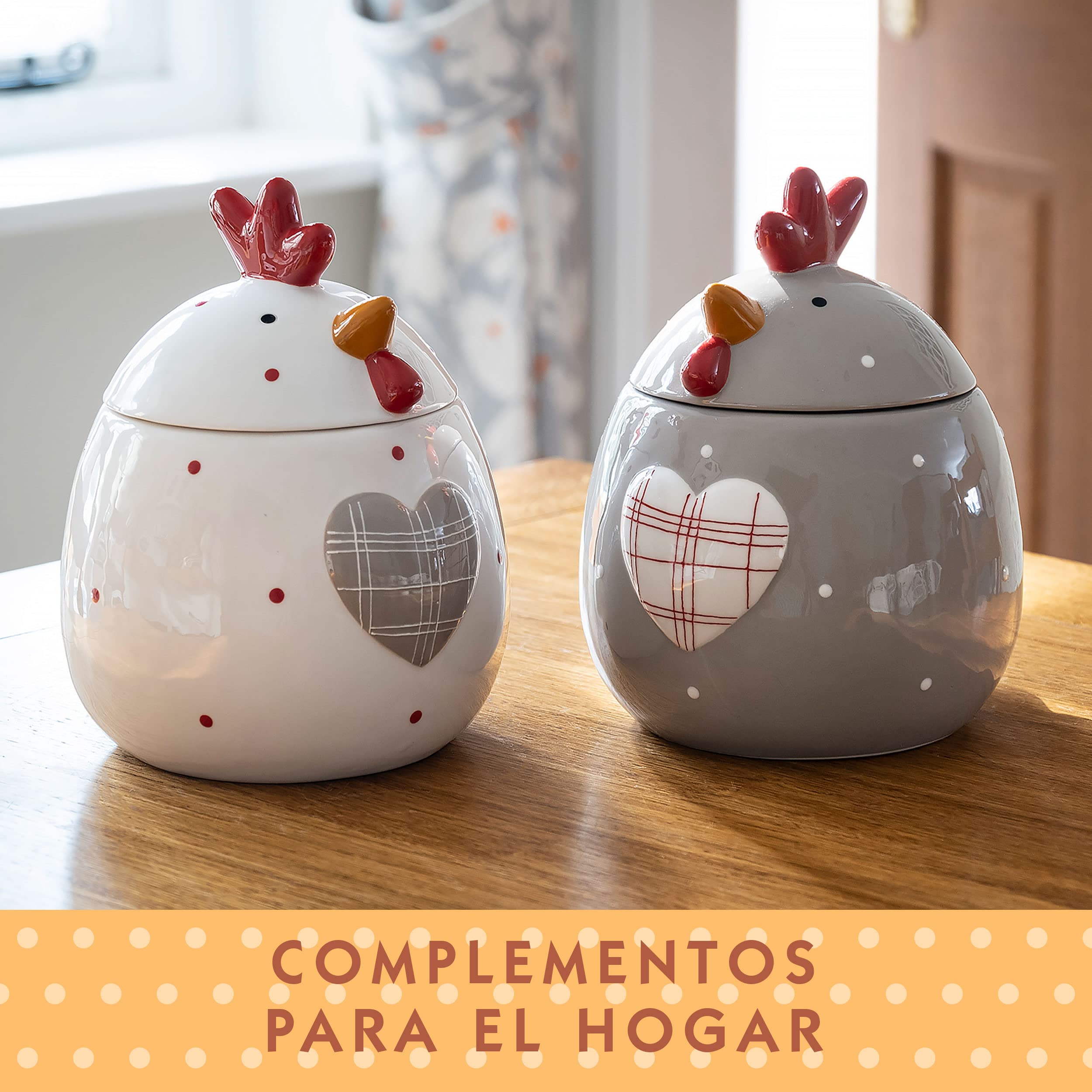 SPOTTED DOG GIFT COMPANY Bote Galletas de Cerámica con Gallina, 1900 ml Galletero Gris con Tapa, Regalo para Amantes Animales
