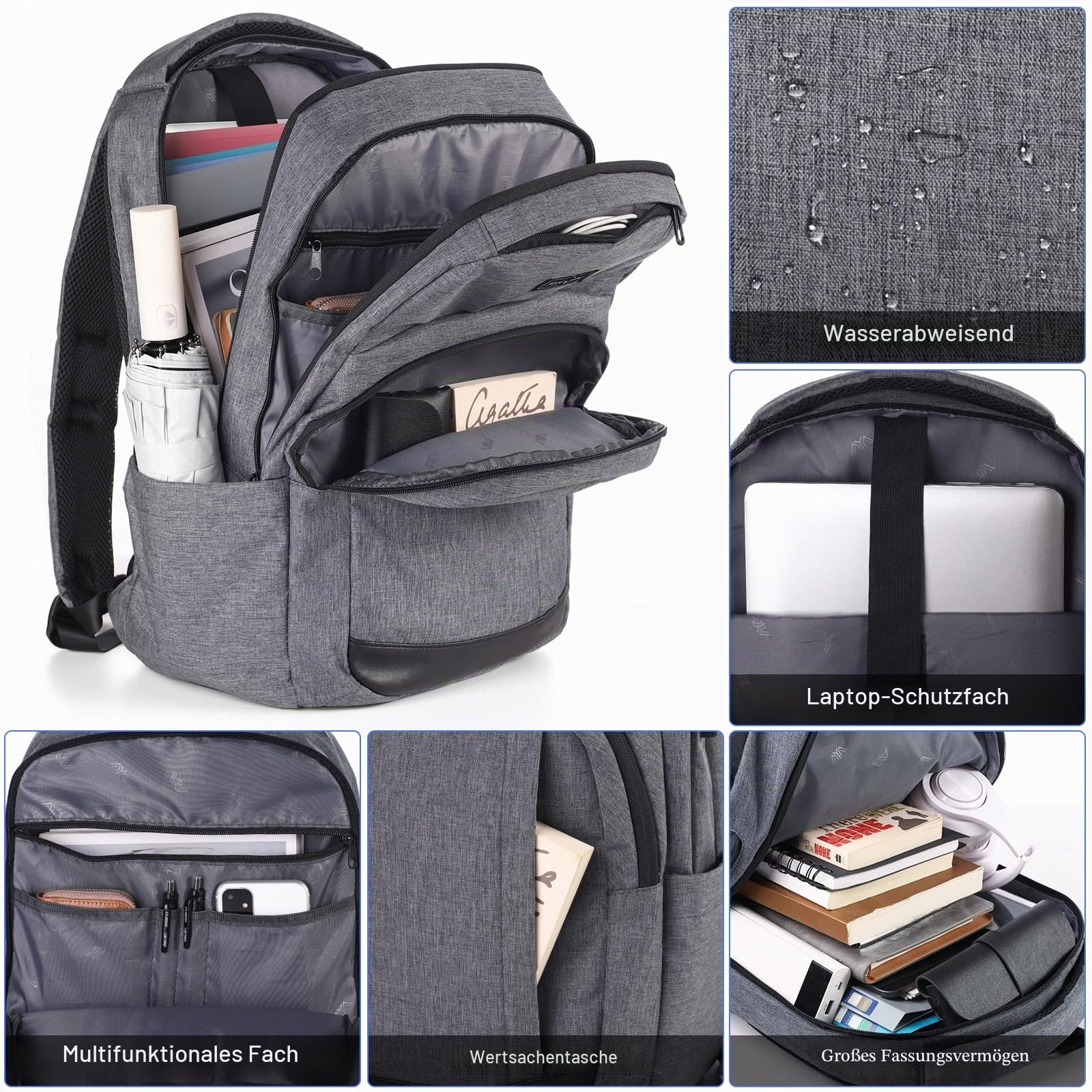 Schulrucksack Jungen Mädchen Teenager, Rucksack Schule Laptop Rucksack für Herren Damen Daypacks für 17.3 Zoll Laptop Business Rucksack mit USB Ladeanschluss 35L