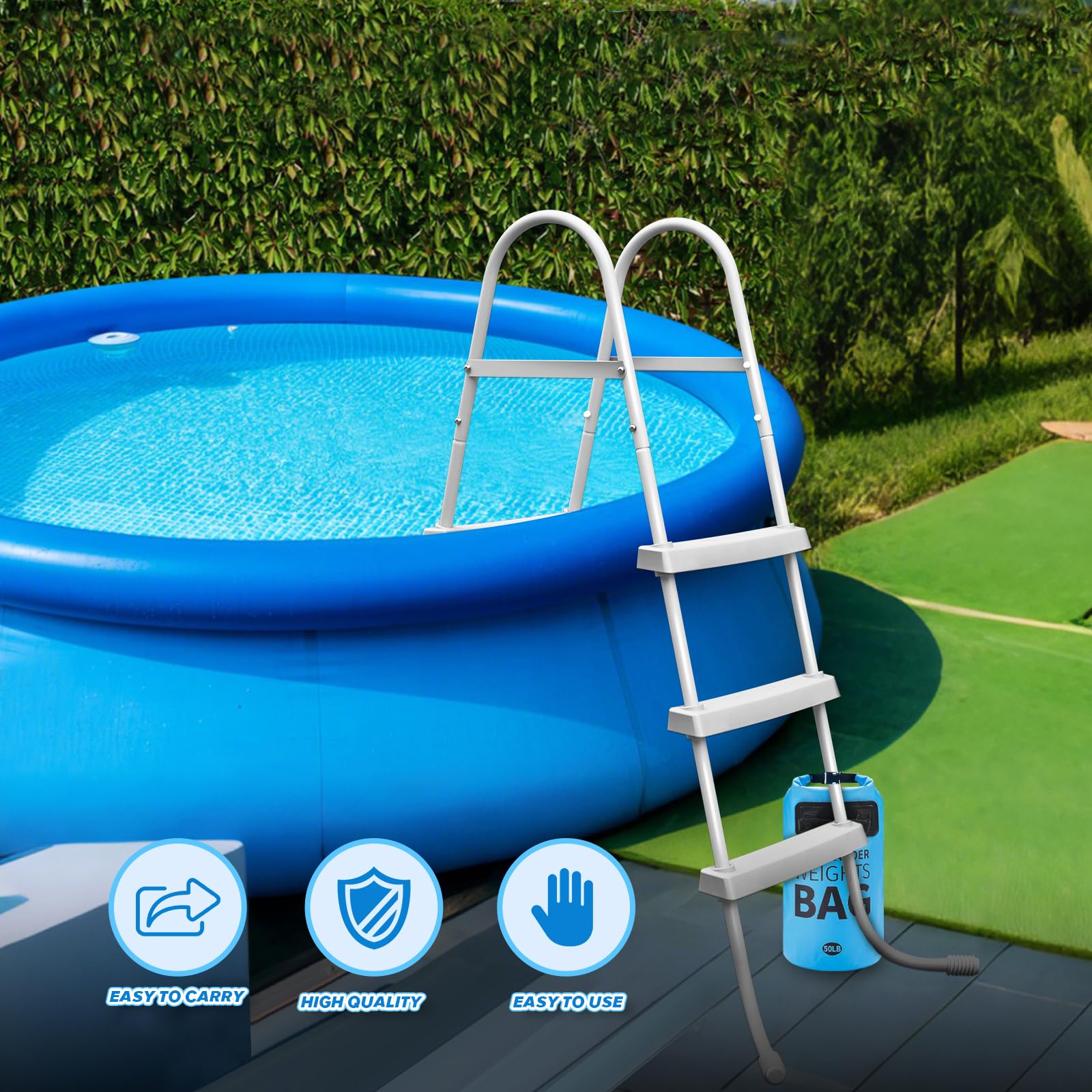2 Poids De Lestage Pour Piscine Hors-sol - Sacs à Sable PVC Avec Poignées - Stabilise échelle
