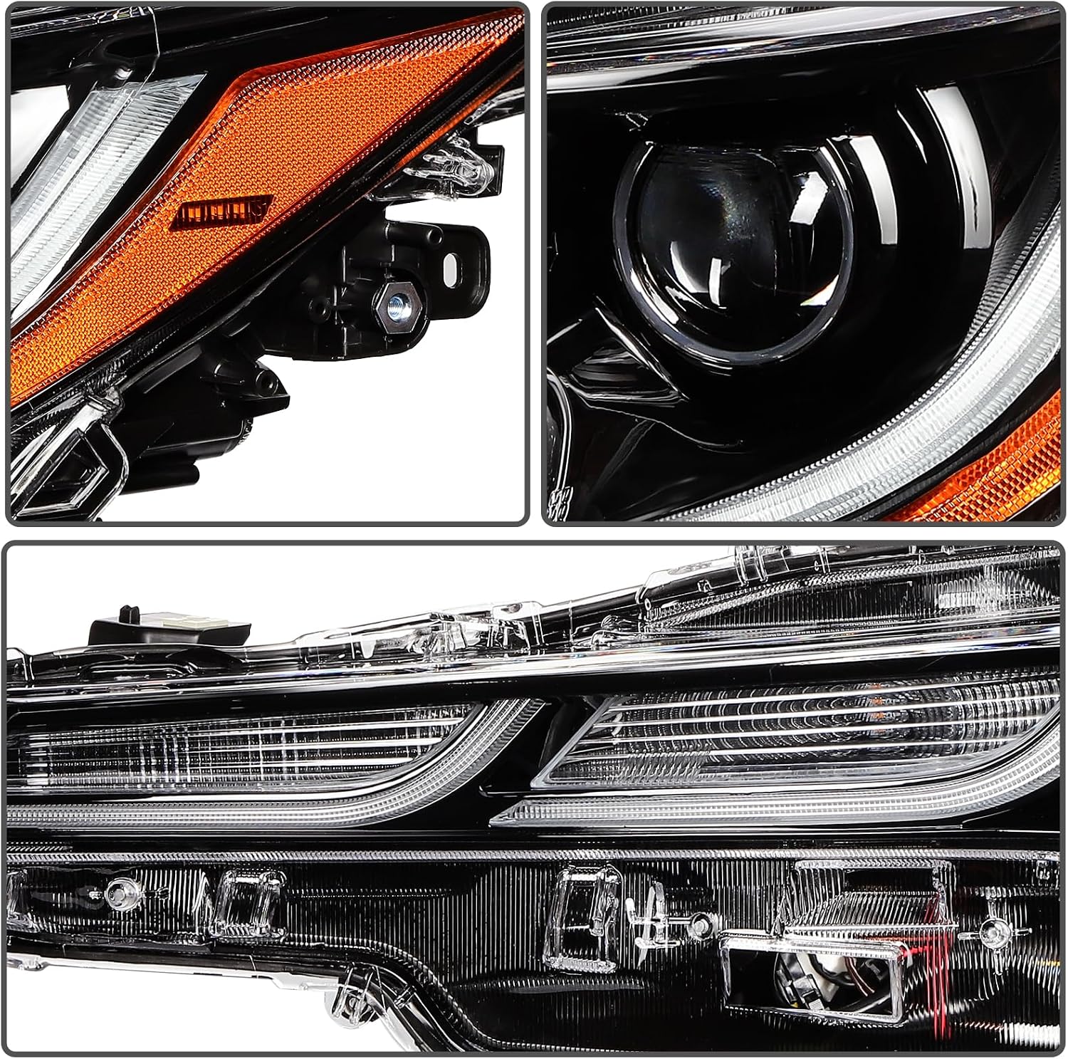 Headlight Assembly Fit 2020-2022 for Toyota COROLLA LE Black Housing Amber Reflector Driver and Passenger Side 81110-02S50 81150-02S50