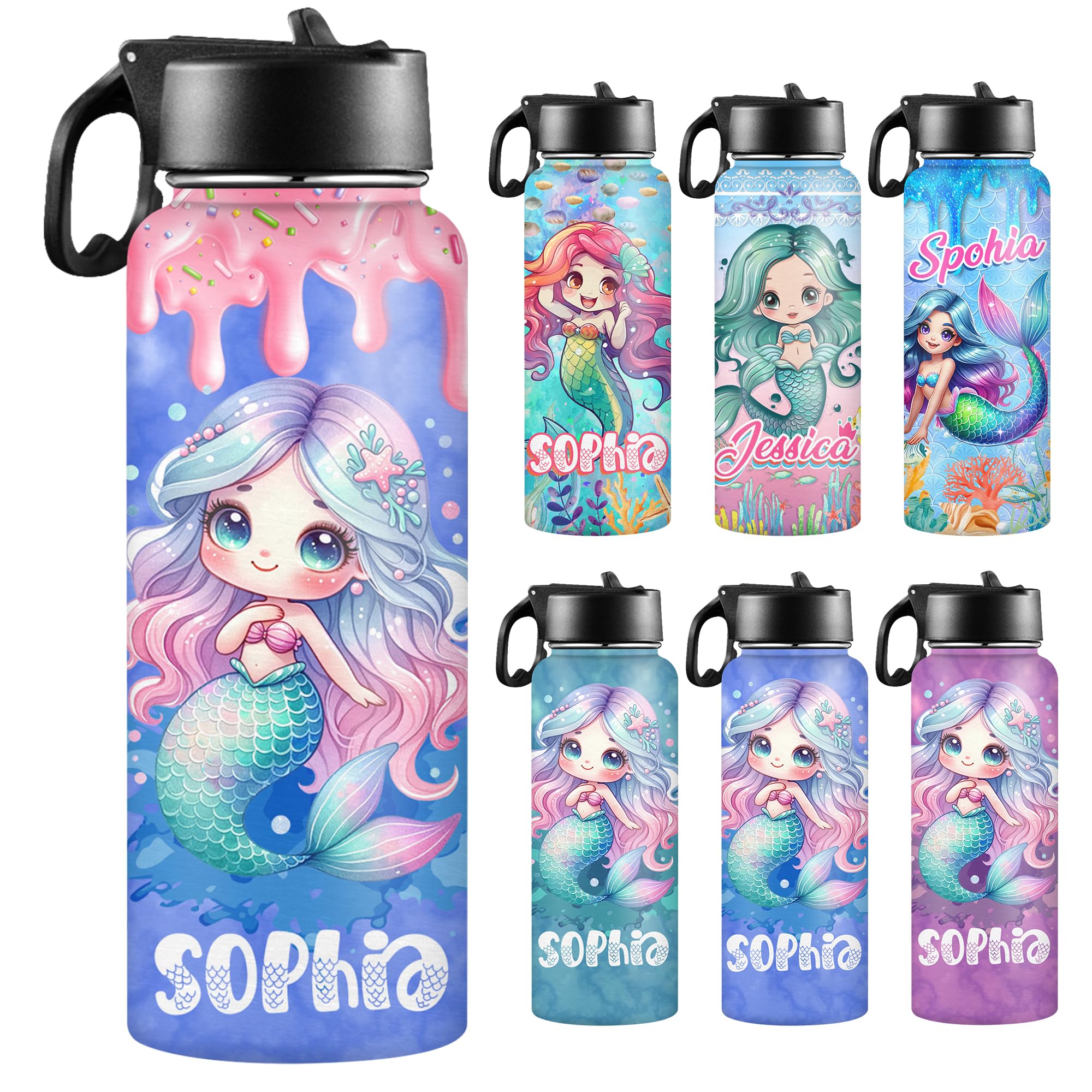 Custom Water Bottle for Kids Personalized Insulated Thermos Cup with Name Boys Girls Birthday Back to School Gift