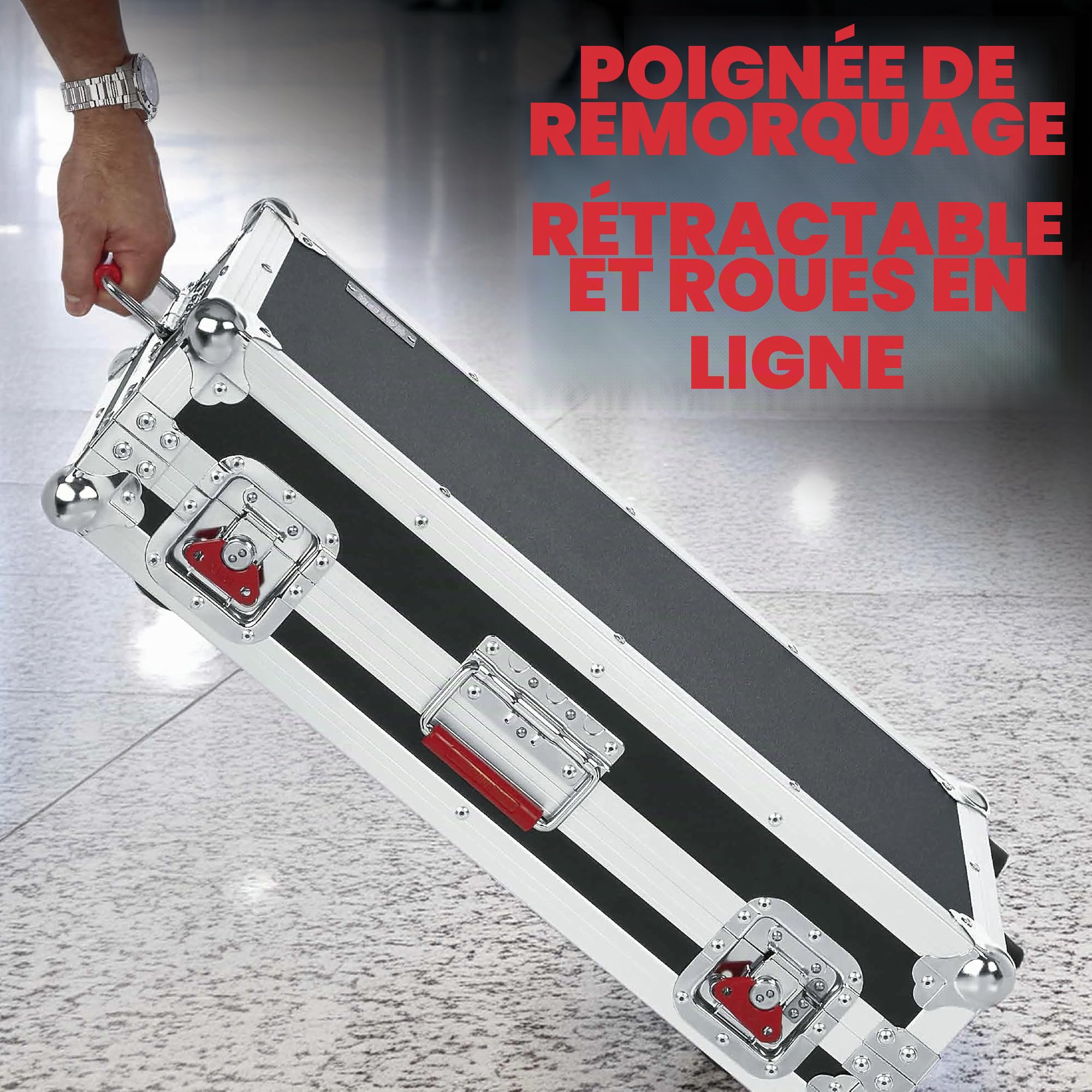 Gator Cases G-TOUR Series Pedal board pour guitare avec étui ATA, roues et poignée de traction; Large: 24" x 11" (G-TOUR PEDALBOARD-LGW)