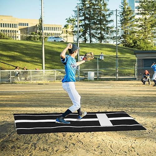 Miniatura 5 de Tinideya Softball Pitching Mat Softball Pitching Rubber Baseball Pitchers Mound Antifade Antislip Pitchers Mound with Pitching Throwing Plate for