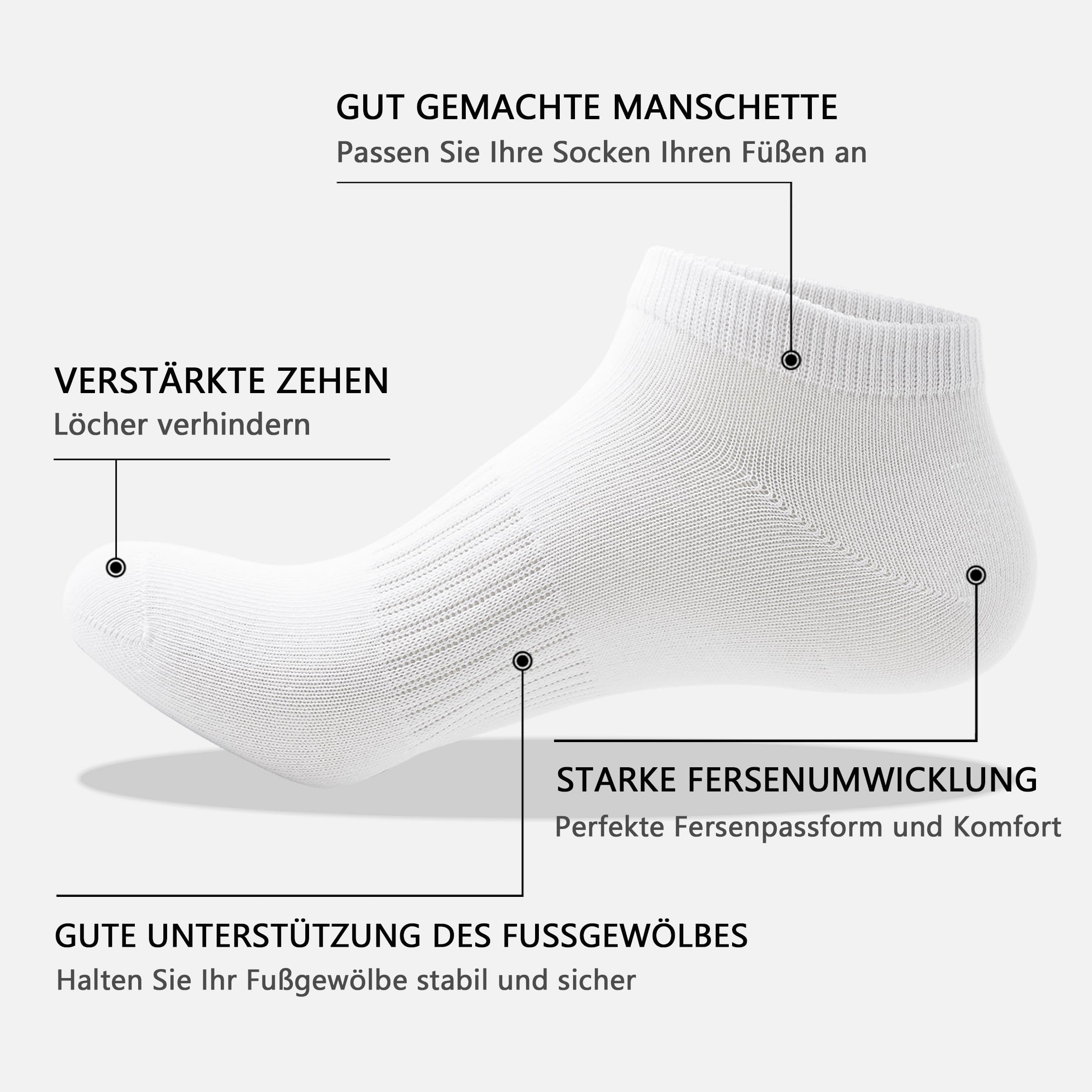LBJR 12 Paires Sport Respirant Socquettes Chaussettes Basses Homme Femme Coton Courtes Chaussettes