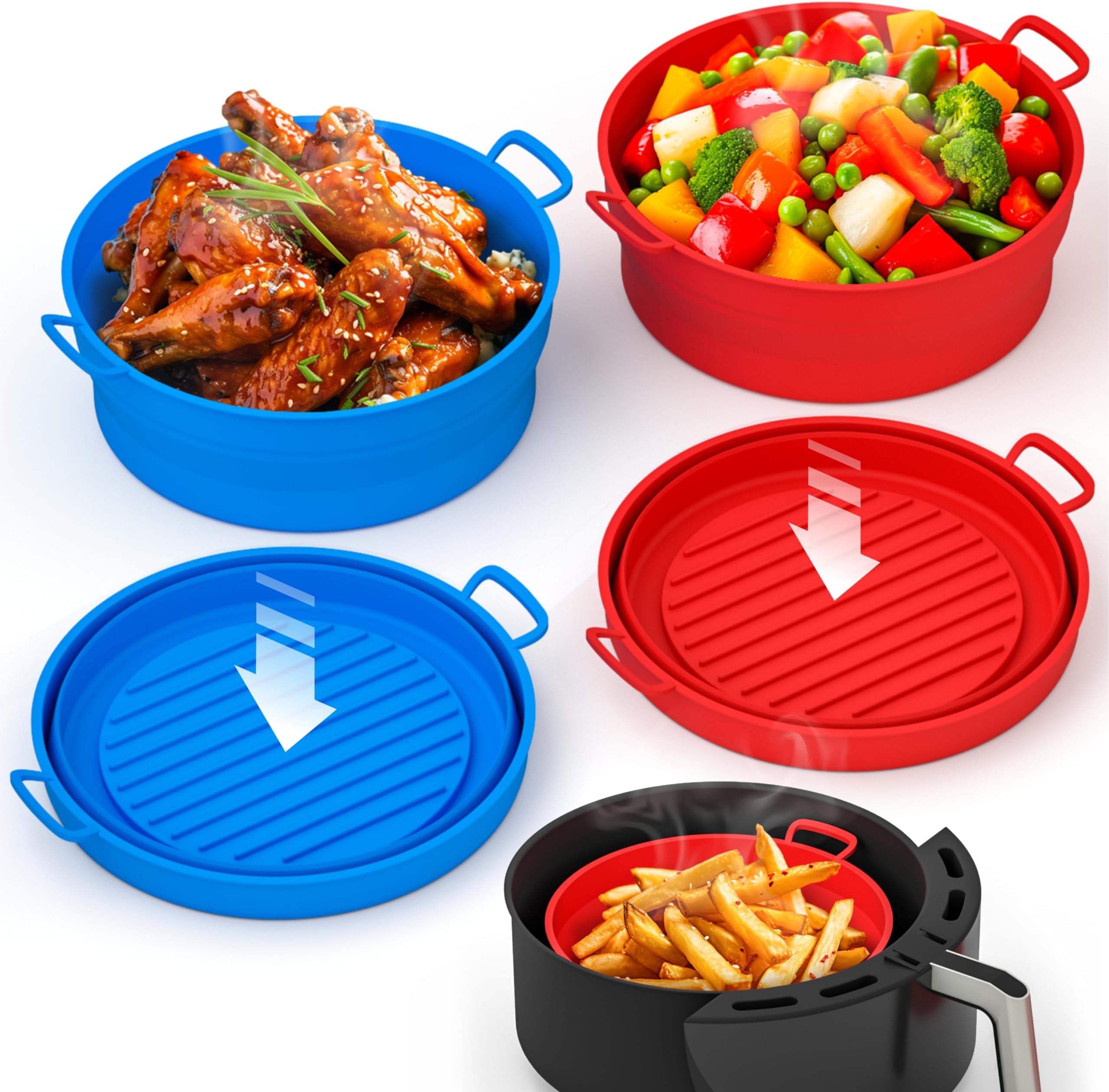 2 Pack Air Fryer Silicone Liners Pot Reusable Air Fryer
