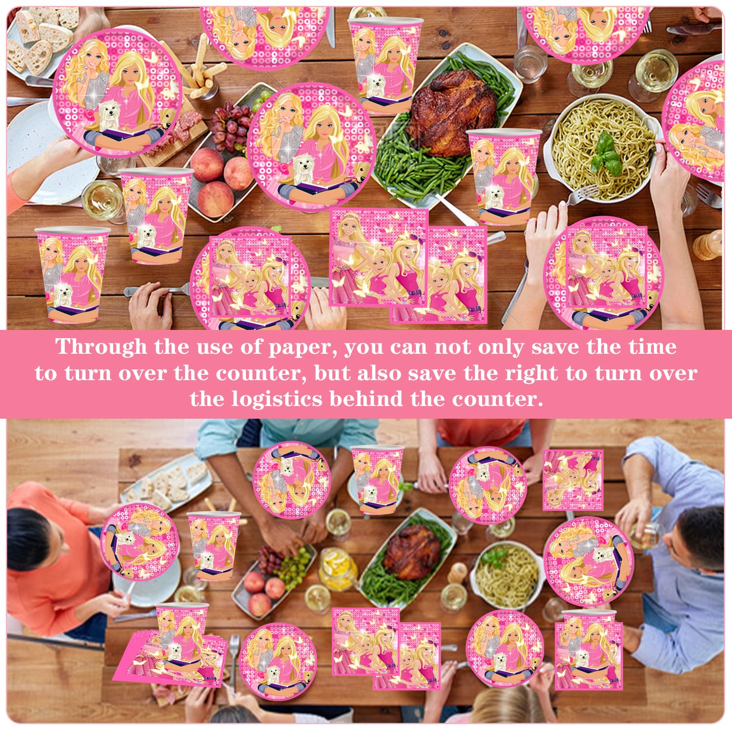 Set Stoviglie Party Principessa Barbie - 41 Pezzi Per 10 Ospiti - Piatti, Bicchieri E Tovaglioli - Foto 12