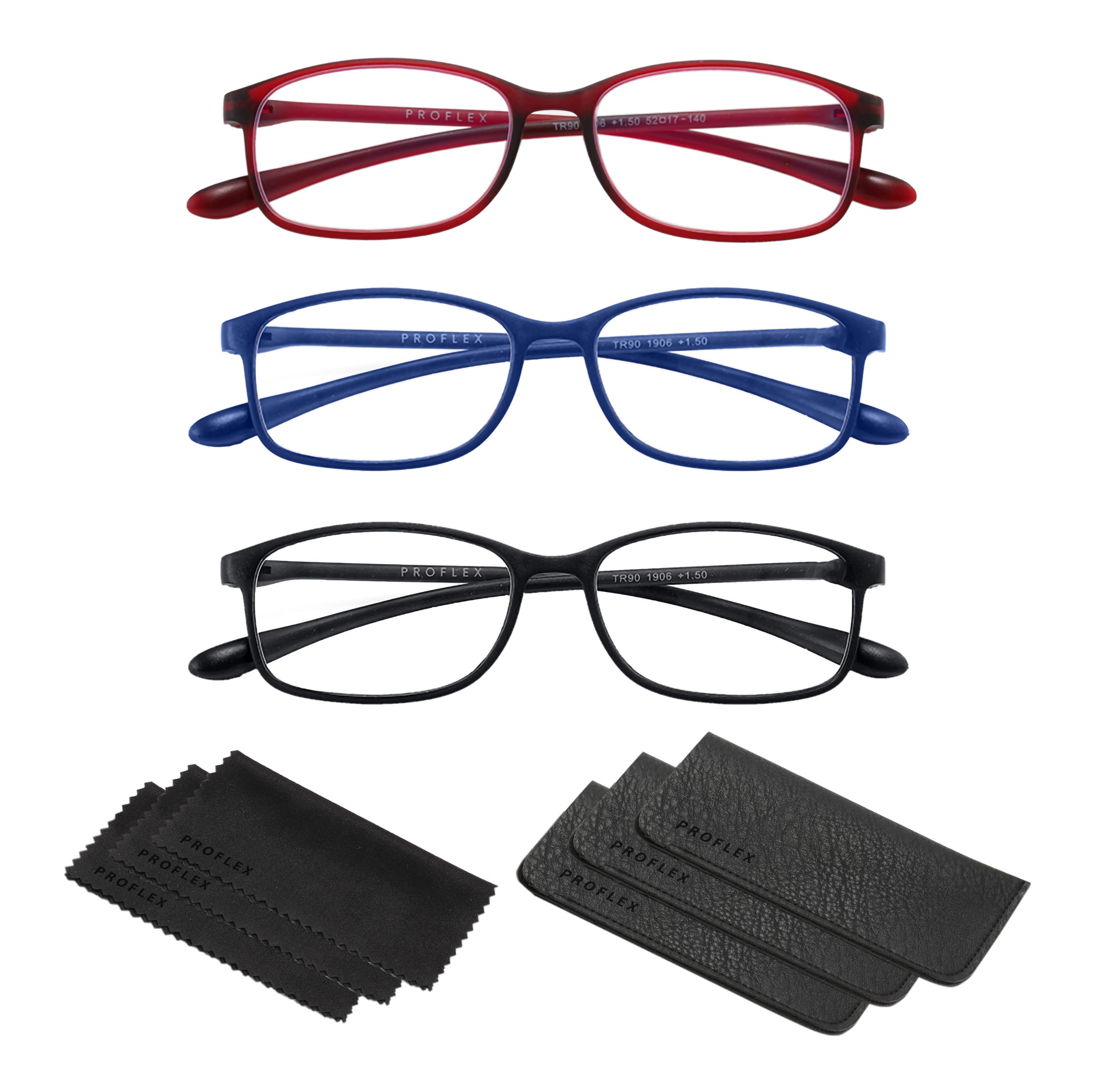 PROFLEX BluOptix Blue Light Blocking (3 Pack) lightweight, flexible, scratch resistant, unisex (mens + womens) - Image 2