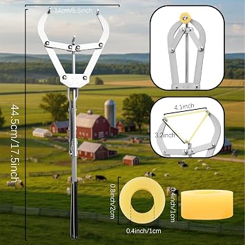 25 Elastrator Bands with Extra Large Stainless Steel Banding Tool Bander Livestock Management Fits Bull,Calves, Goats, Sheep, Easy Application
