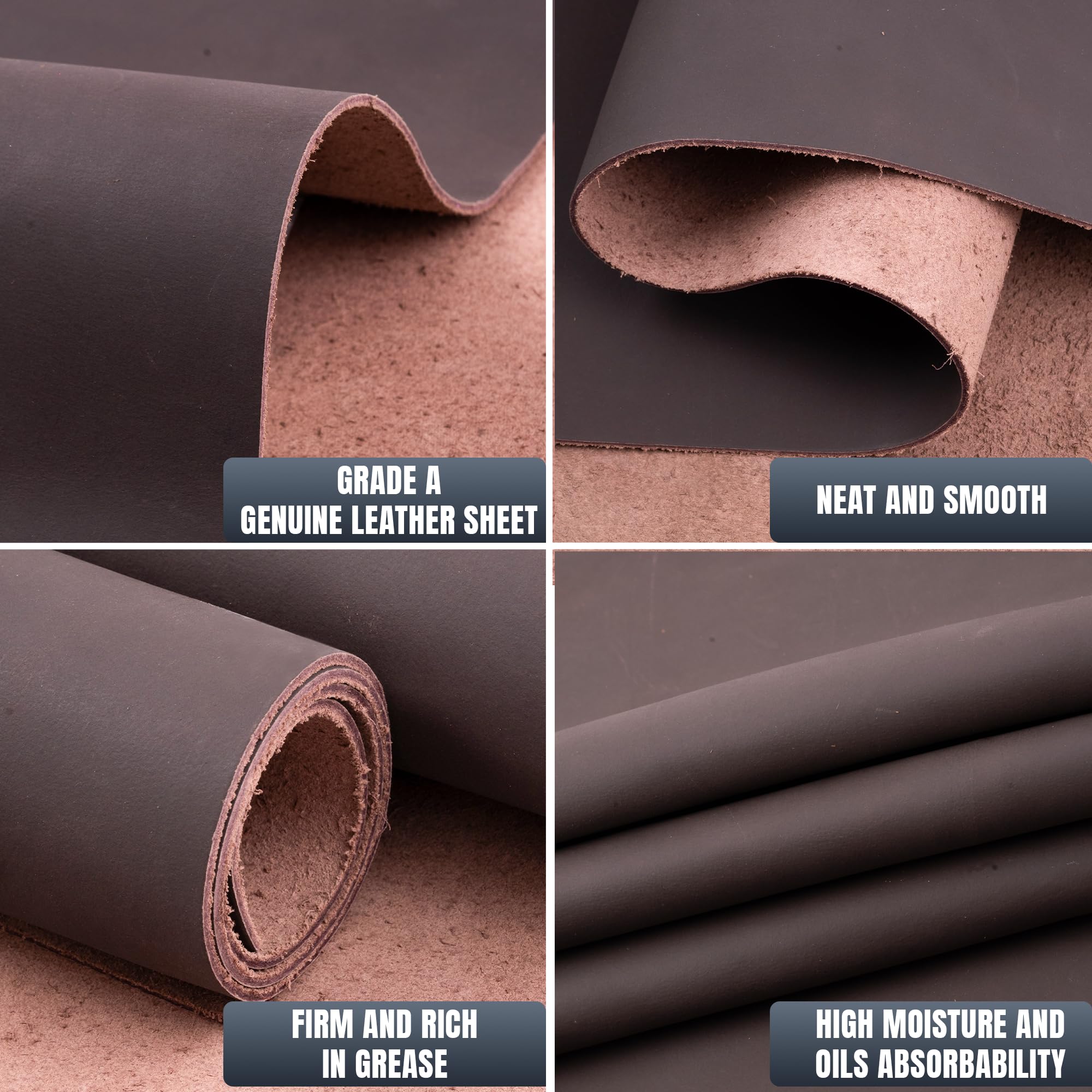 Weaverhandcraft CG Buff Leather Sheet, 1.2mm to 1.8mm Corrected Grain Leather for Crafting, Keychains, Wallets, Rugs, Bags, Shoes, Furniture, Automotive & DIY Accessories. (Brown) 3