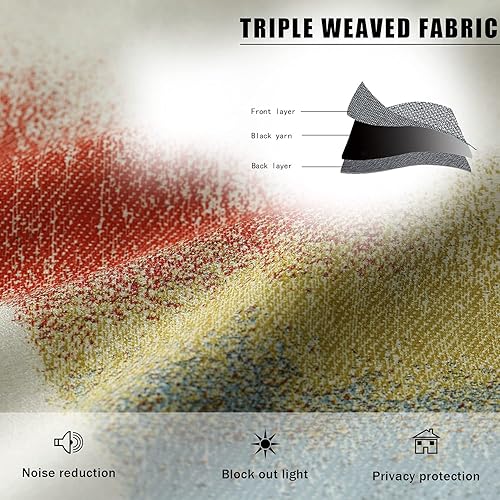 Miniatura 7 de Leeva Cortinas opacas geométricas de 96 pulgadas de largo, con aislamiento térmico, cortinas de oscurecimiento de habitación para sala de estar y