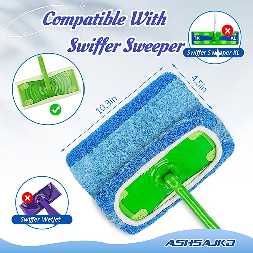 Miniatura 2 de Ashsajkd Almohadilla de repuesto reutilizable lavable a máquina, compatible con trapeadores húmedos Swiffer Sweeper (10-12 pulgadas) - La