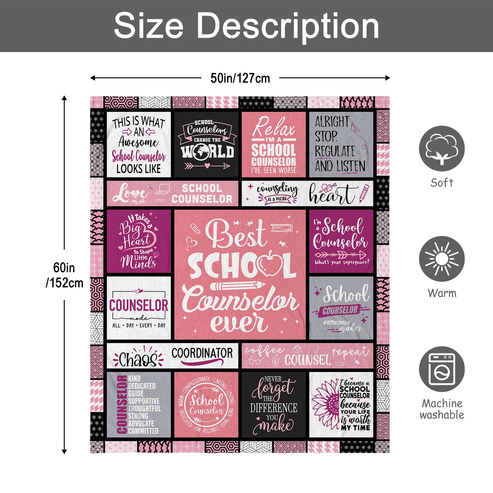 School Counselor Gifts - School Counselor Appreciation Gifts - Guidance Counselor Gifts for Women - Gifts for School Counselor on Retirement Birthday Soft Throw Blanket 60"X50"