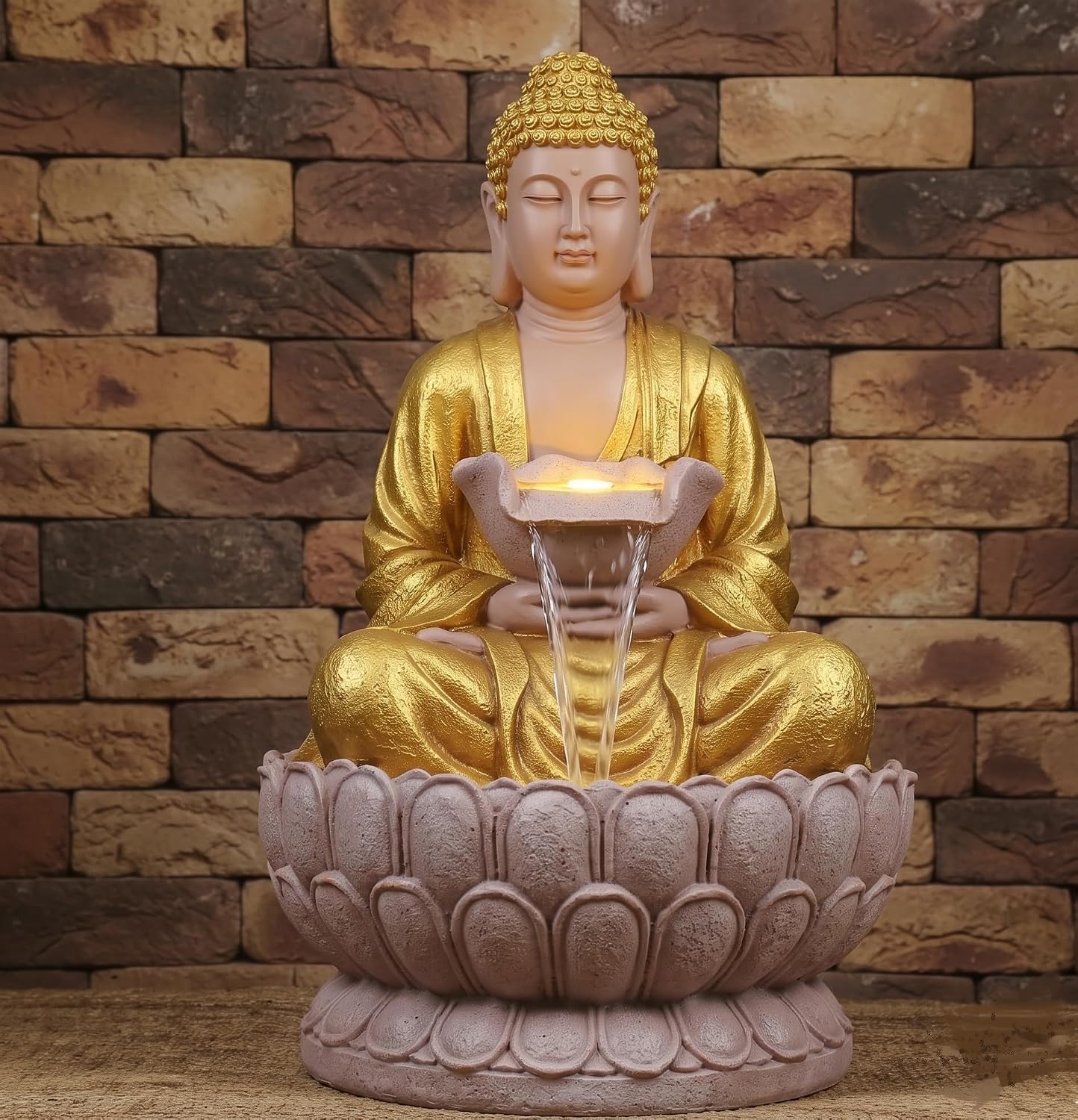 Fibre Buddha Statue Decorative Water Fountain 4 Feet