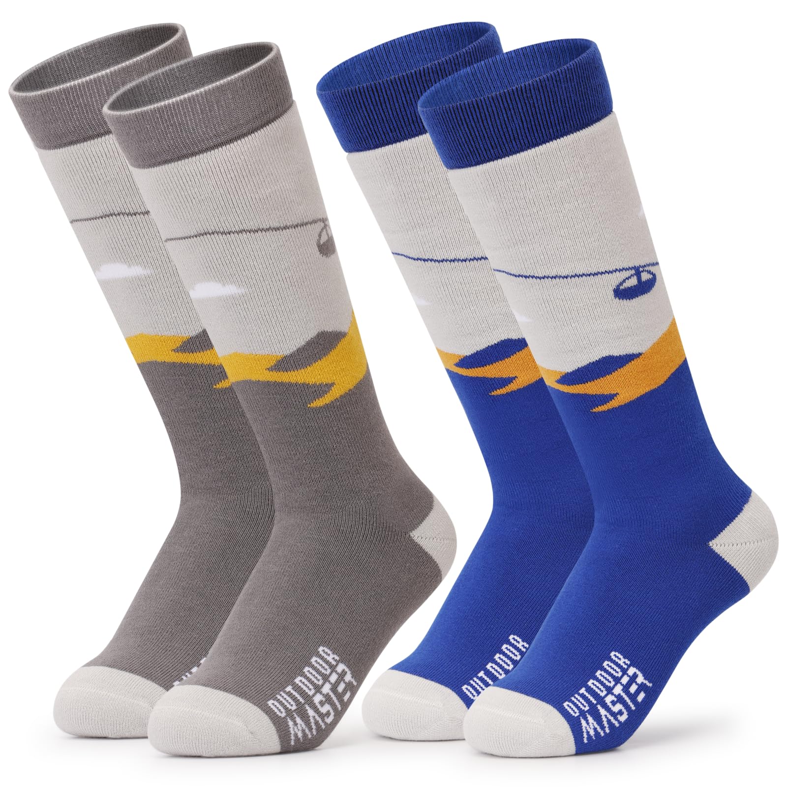 Calze Termiche Sci OutdoorMaster Bambini - Polsino Antiscivolo, Motivo Scozzese - Foto 4