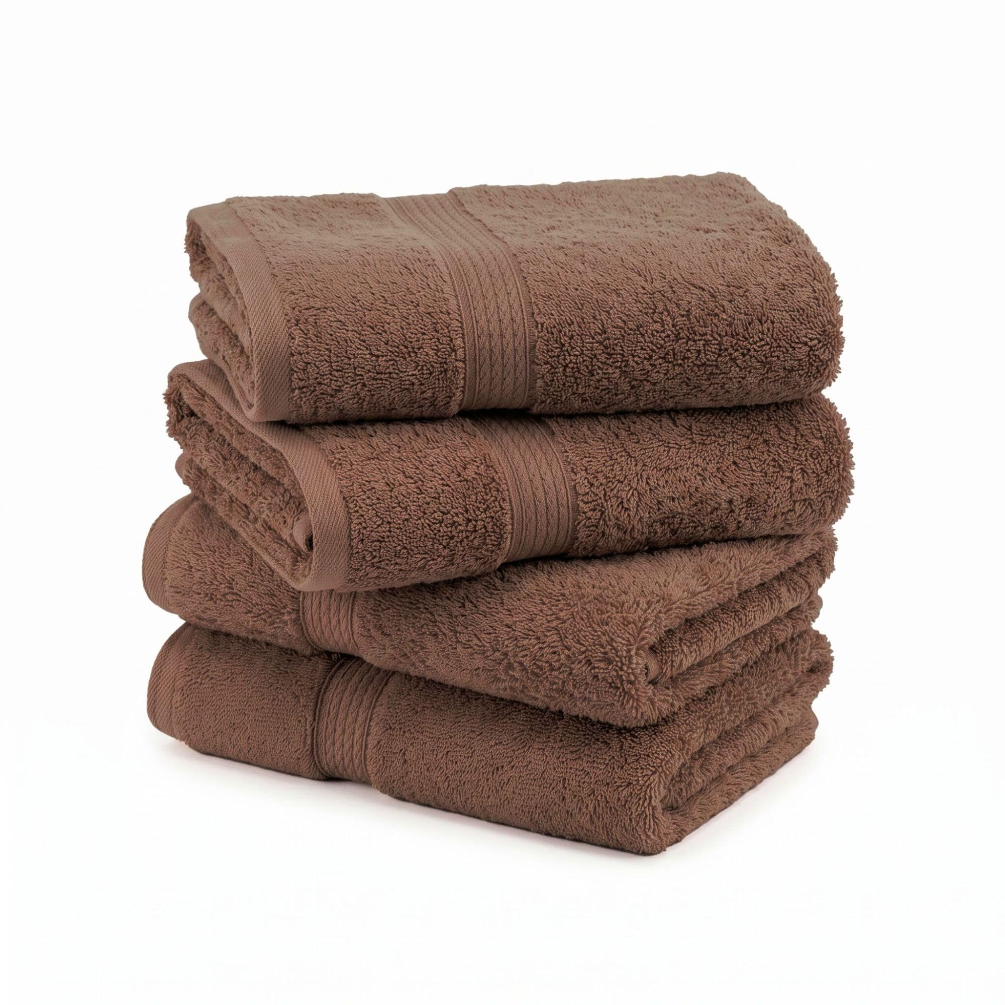 Superior Handtücher aus ägyptischer Baumwolle, 4er-Set, ultraweiche Handtücher, Dickes Plüsch, saugfähig, schwer, Gästebad, Hotel, Spa, Badezimmer, Duschbasics, Braun (Schokolade)