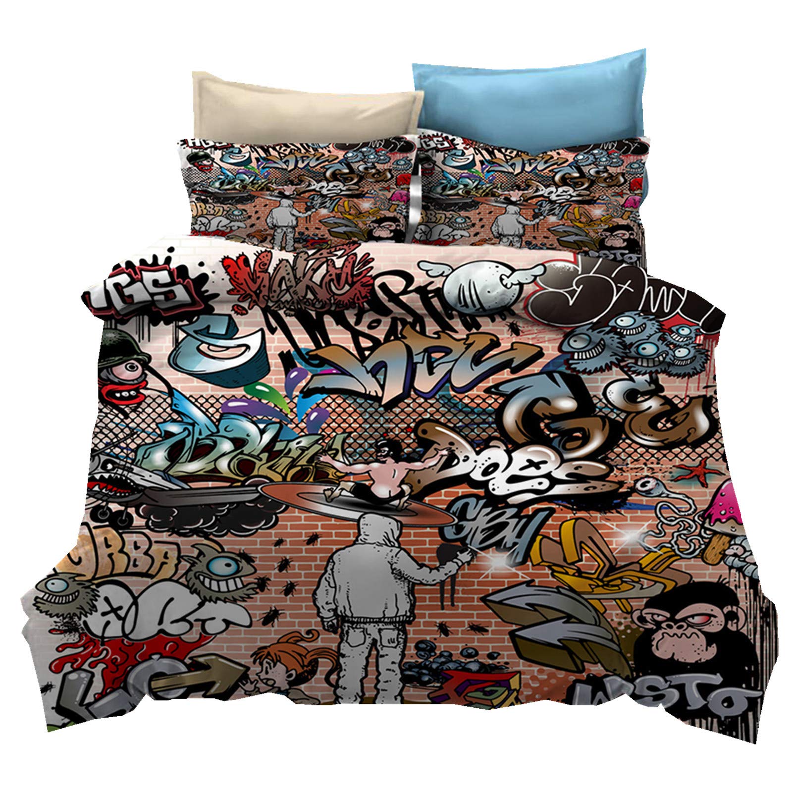 Housse de couette graffiti pour chambre de garçon, cadeau ado thématique
