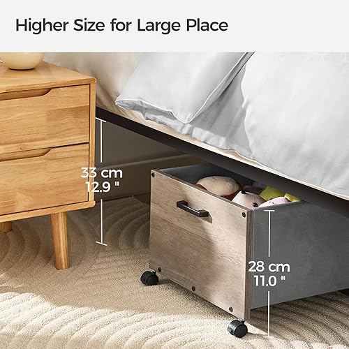 Miniatura 6 de Almacenamiento debajo de la cama con ruedas, contenedores de almacenamiento de madera debajo de la cama, organizador de almacenamiento de zapatos