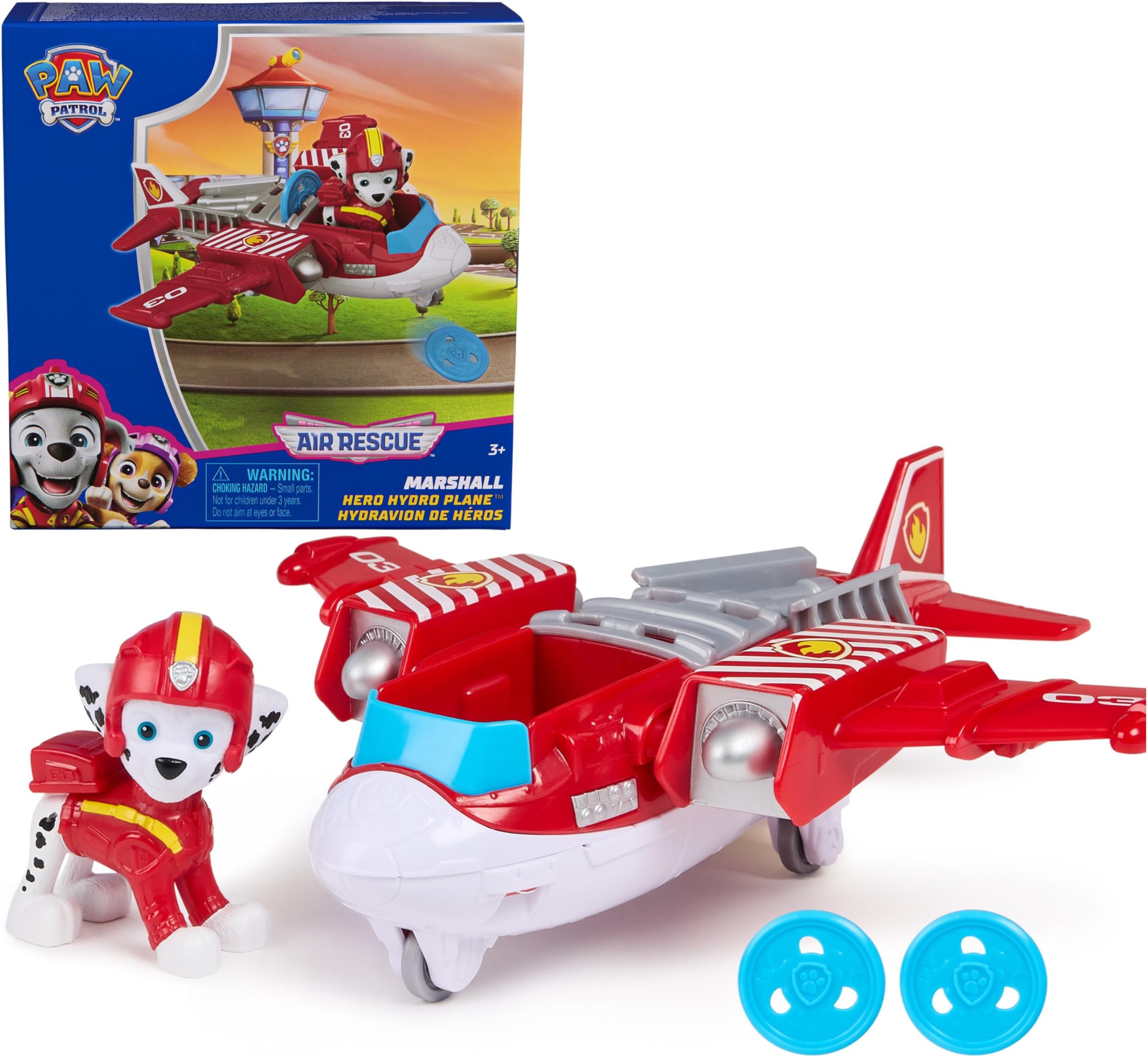 Air Rescue Marshall Action Figure & Hero Hydro Airplane Toy with Projectile Launcher & 2 Projectiles, Kids Toys for Boys & Girls Ages 3+
