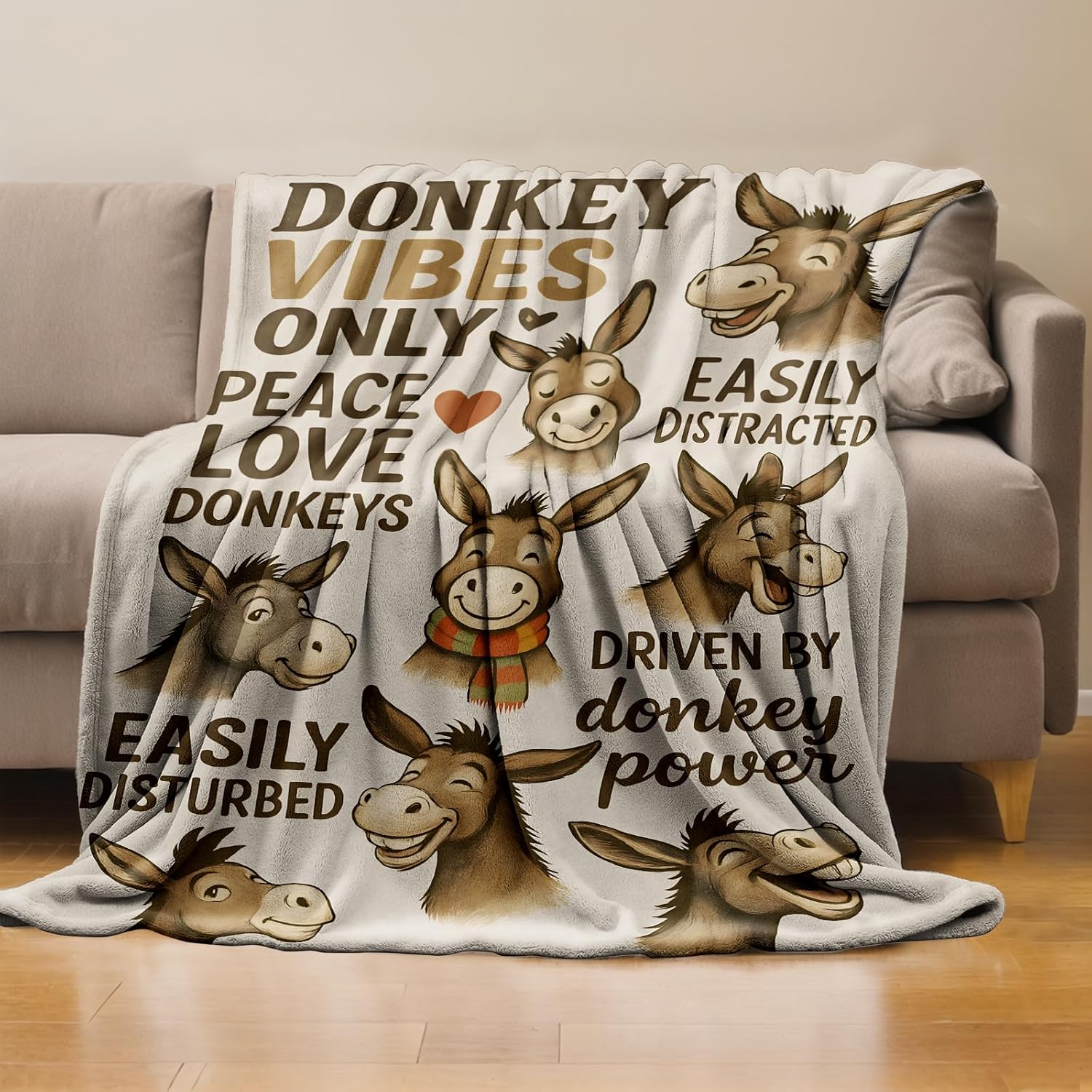 Funny Donkey Throw Blanket Gifts for Boys Girls Kids Adults, Cute Cartoon Donkeys Flannel Blankets for Travel Sofa Living Room Decor 50"X60" - Image 2