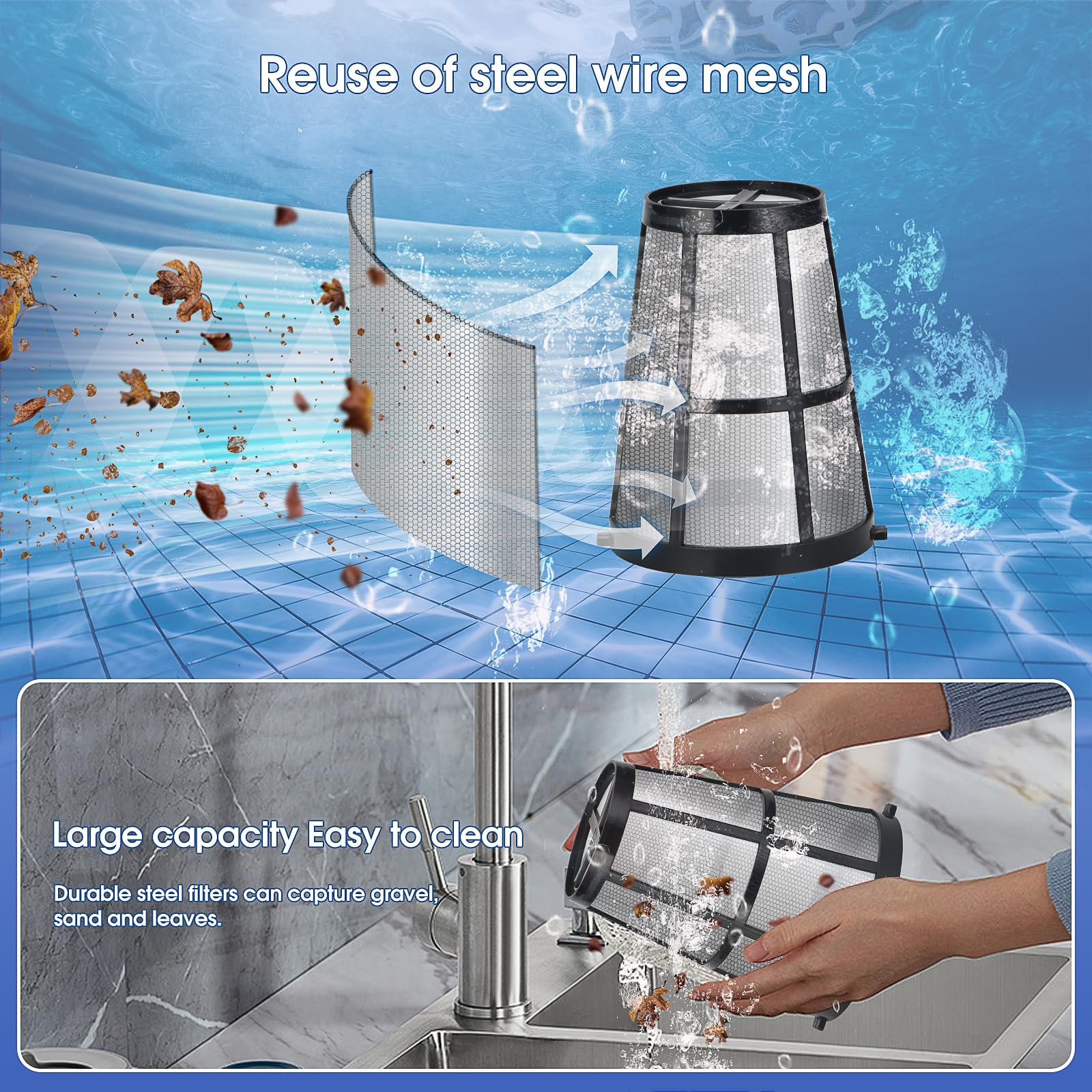 Aspirateur de piscine sans fil, rechargeable, aspirateur de piscine portatif pour piscines hors sol et creusées, spa, jacuzzi, aspiration 18,5 GPM, temps de fonctionnement de 80 minutes (argenté)