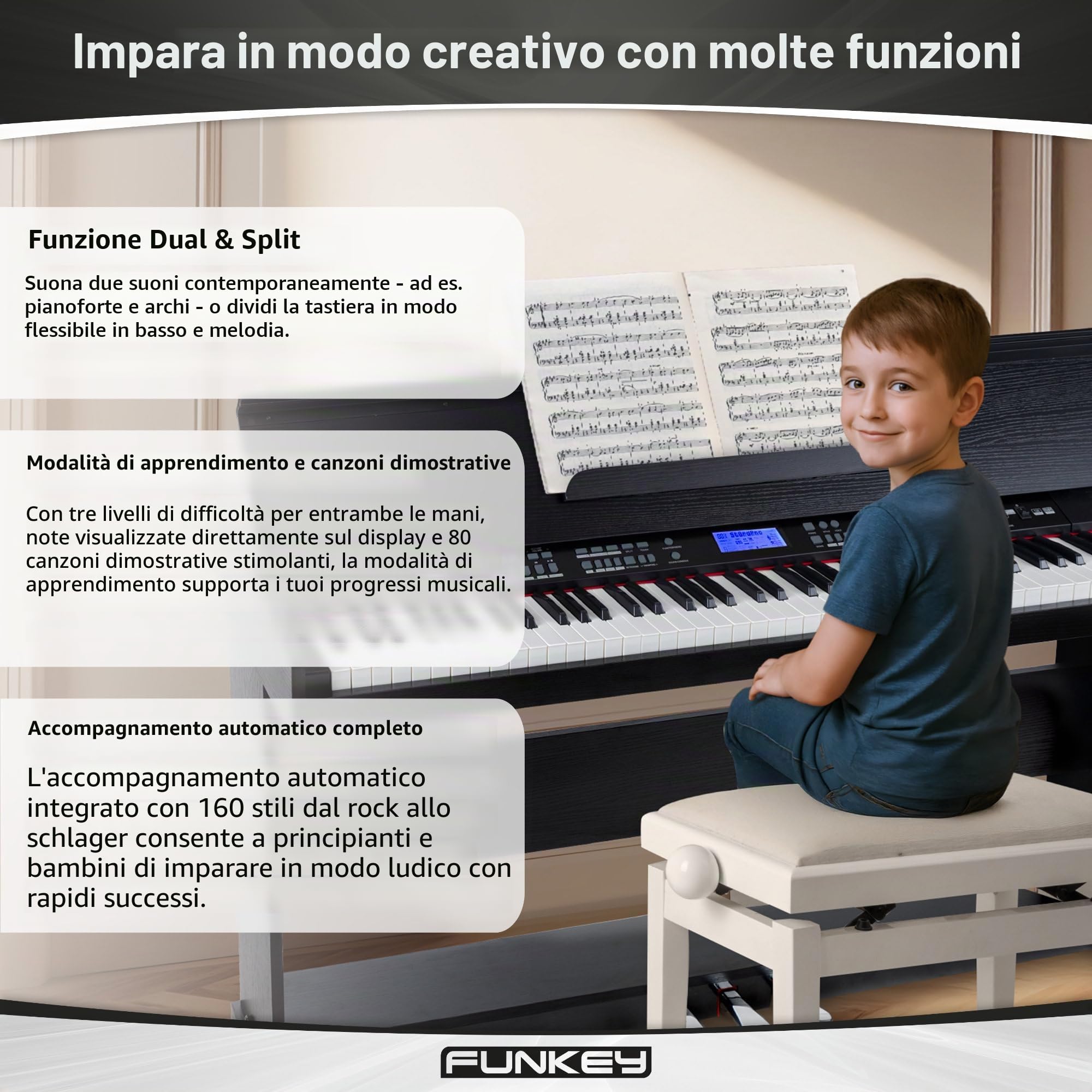 FunKey DP-88 II Pianoforte digitale nero