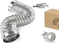 Heavy Duty 4" Flexible Aluminum Dryer Vent Hose 3FT - 6-Ply Extra Thick Kit w/ Clamps & Tape for Dryers, HVAC, Diesel Heaters