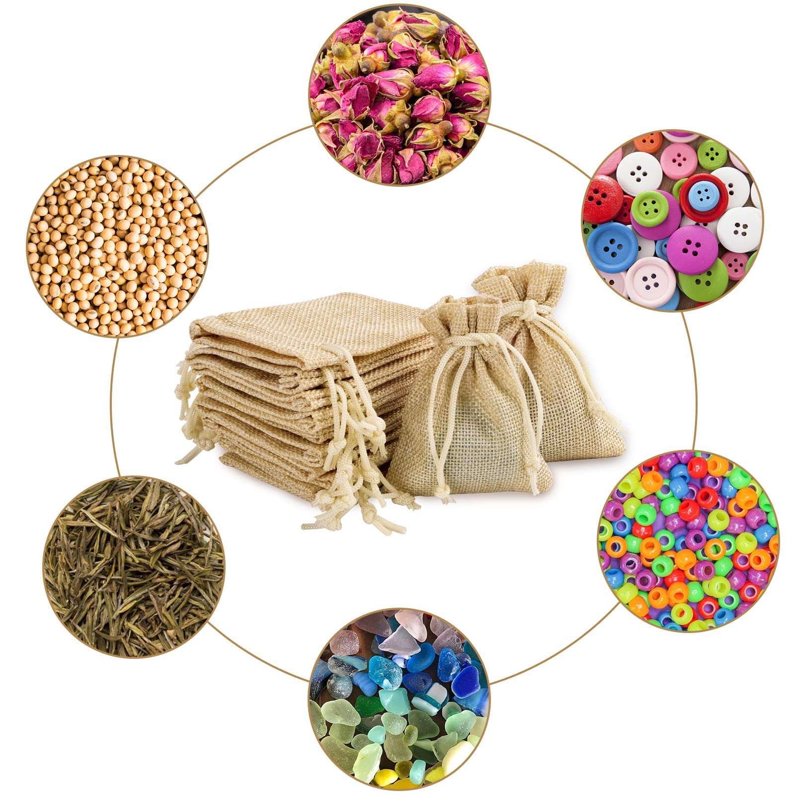 100 Sacchetti Di Iuta Piccoli 7x9 Cm Con Coulisse - Riutilizzabili Per Matrimoni, Feste E Regali - Foto 10