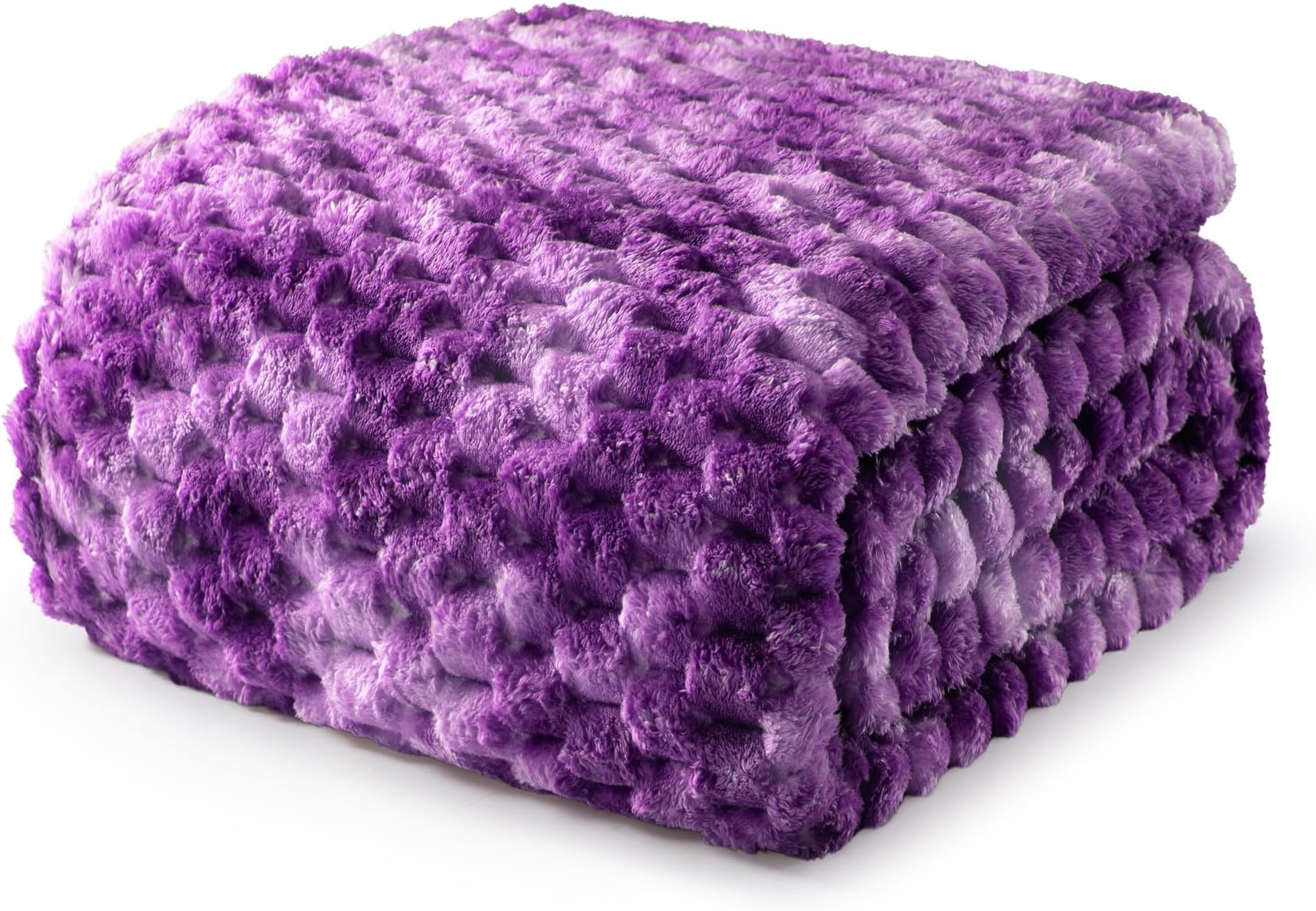 Exclusivo Mezcla Fleece Twin Blanket for Bed, Extra Large Fuzzy Tie-dye Purple Bed Blankets, Soft Cozy Plush Sofa Throws for All Seasons, 60x80 Inches