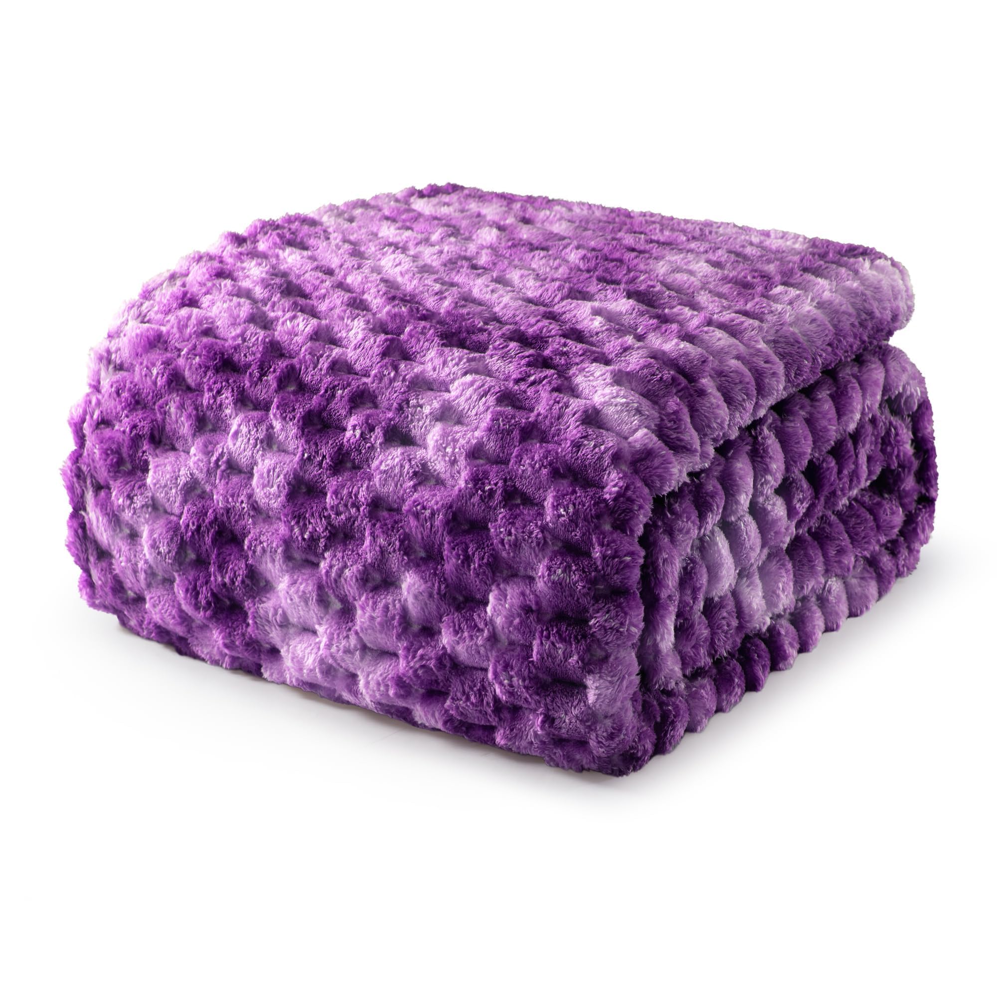 Exclusivo Mezcla Fleece King Blanket for Bed, Extra Large Fuzzy Tie-dye Purple Bed Blankets, Soft Cozy Plush Sofa Throws for All Seasons, 90x104 Inches