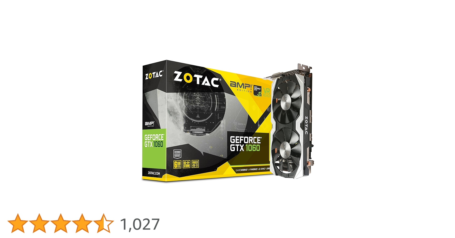 ZOTAC GeForce GTX 1060 AMP Edition, 6GB GDDR5 VR Ready Super