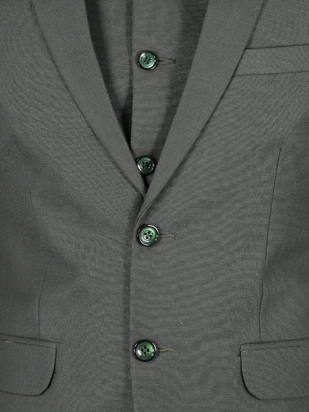 WINTAGE Mens Polyester Cotton Plain Green Three Piece Suit : 38/ S - Image 4 thumbnail